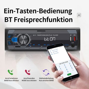 Hikity Autoradio 1Din Bluetooth Stereo MP3 Spieler SD AUX IN zwei USB Autoradio (Freisprecheinrichtung, FM)