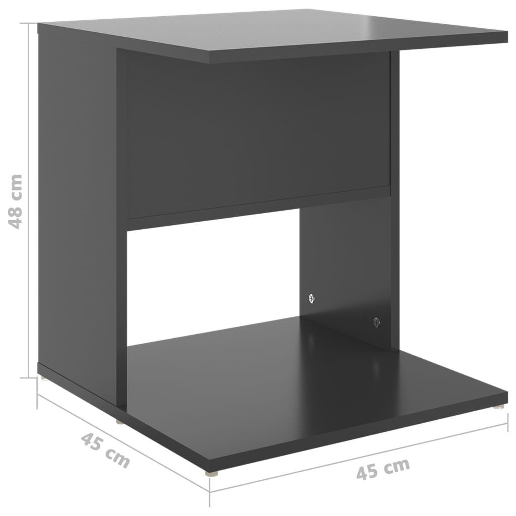 (1-St) Beistelltisch Hochglanz-Grau 45x45x48 cm furnicato Holzwerkstoff