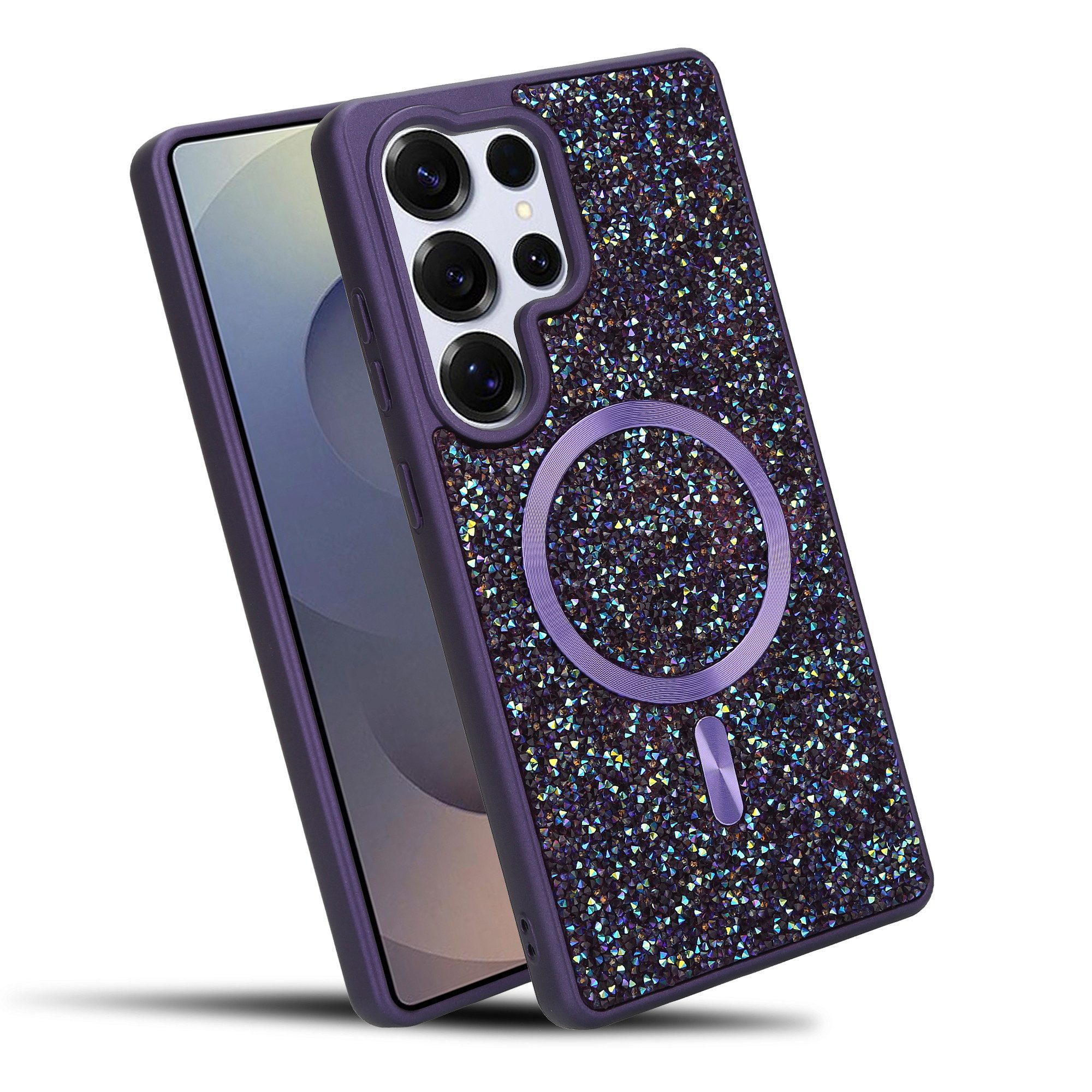 Cadorabo Handyhülle Samsung Galaxy S24 ULTRA, Hülle Schutzhülle Case Cover kompatibel mit Magsafe Diamant Glitzer