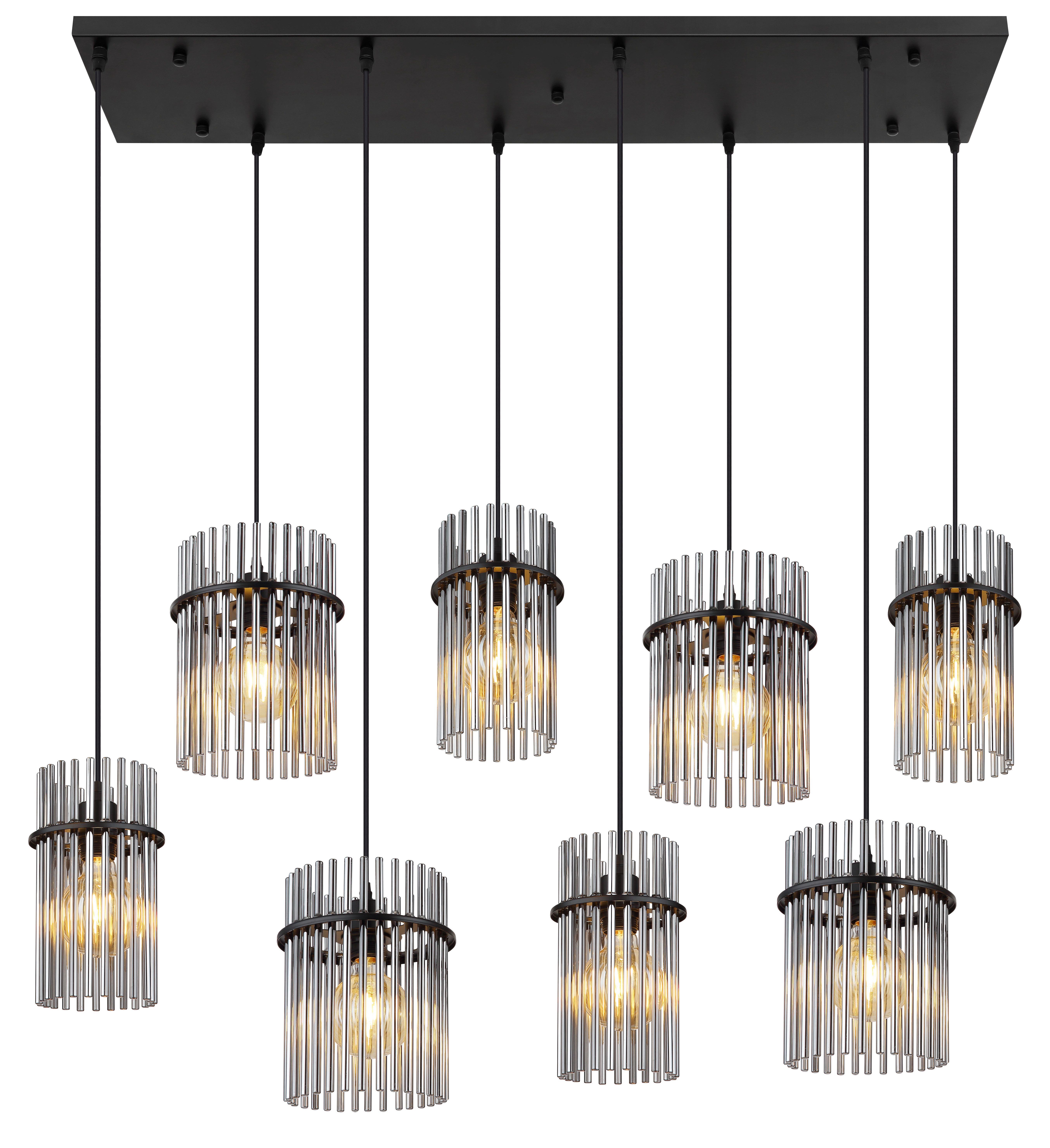 GLOBO LIGHTING Hängeleuchte GORLEY, ohne Leuchtmittel, Hängelampe Glasstäbe rauchfarben klar verlaufend elegant Esszimmer
