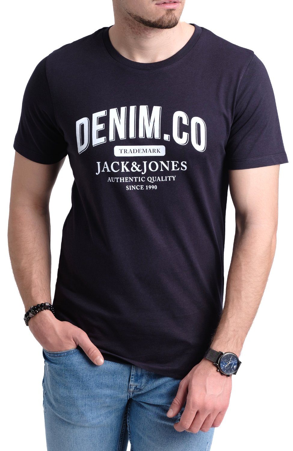 Jones Print-Shirt mit Baumwolle Jack & aus T-Shirt Aufdruck OPT11