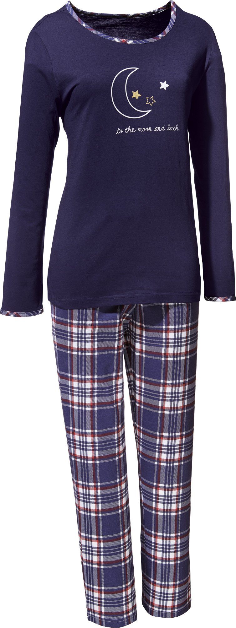 Erwin Müller Karo Damen-Schlafanzug Pyjama Single-Jersey