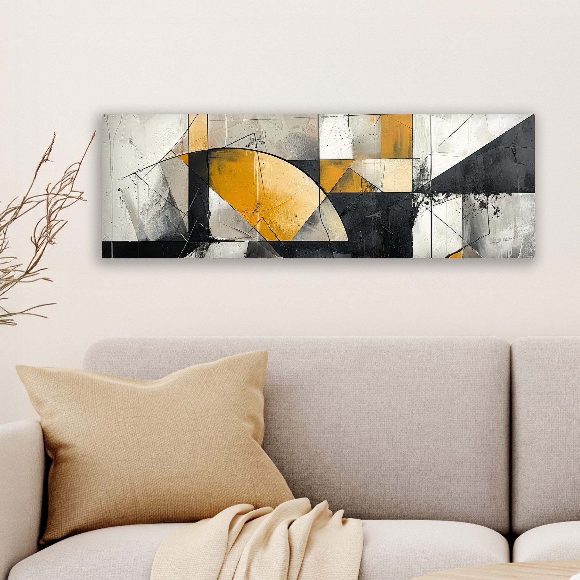 OneMillionCanvasses® Leinwandbild Panorama Abstrakt - Kunst - Geometrisch - Ästhetisch, Fotodruck (1 St), Wandbild, Deko Schlafzimmer Wohnzimmer Flur 60x20 cm