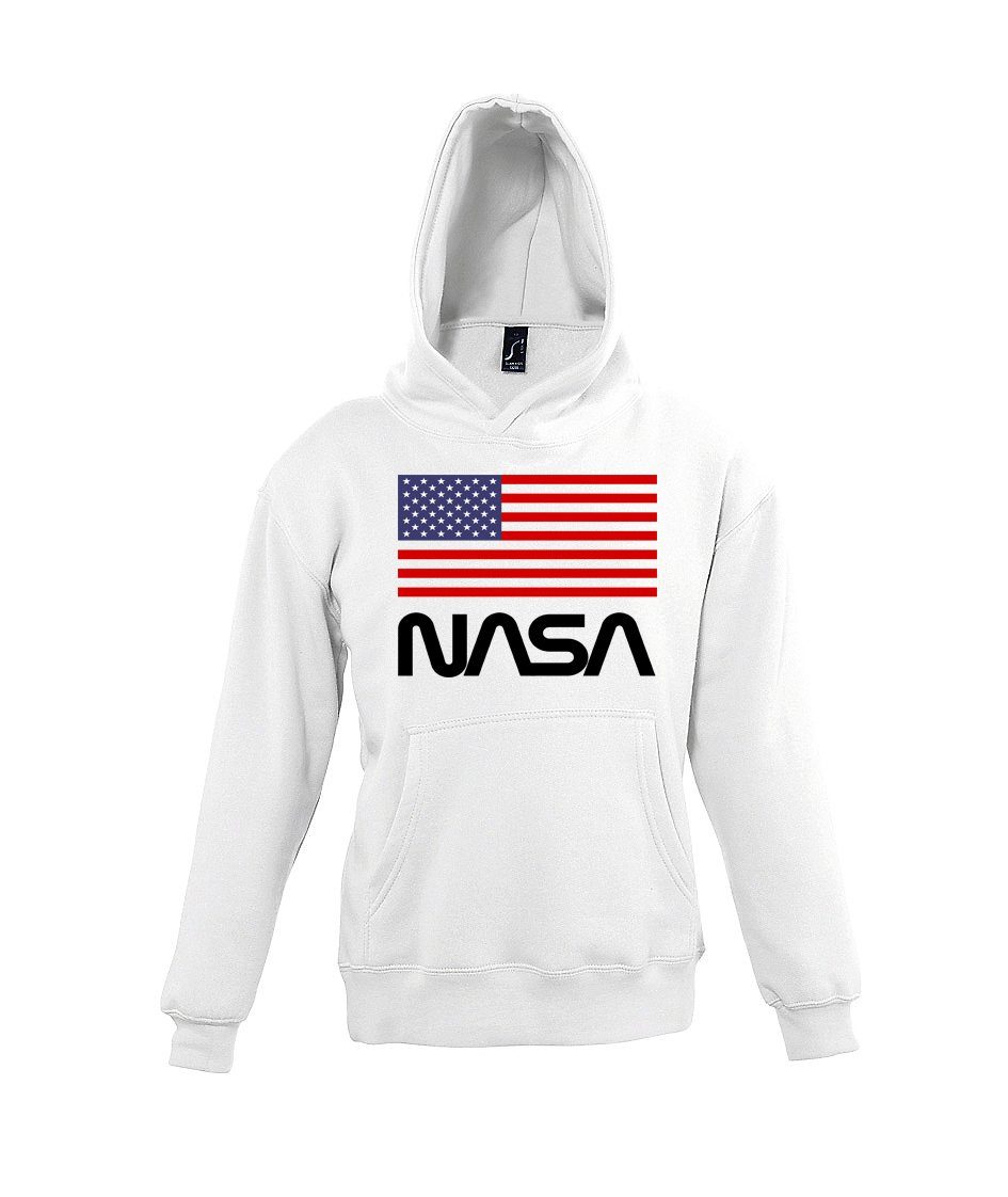 Youth Designz Kapuzenpullover NASA USA Kinder Hoodie Pullover für Jungen und Mädchen mit modischem NASA USA Print Weiß
