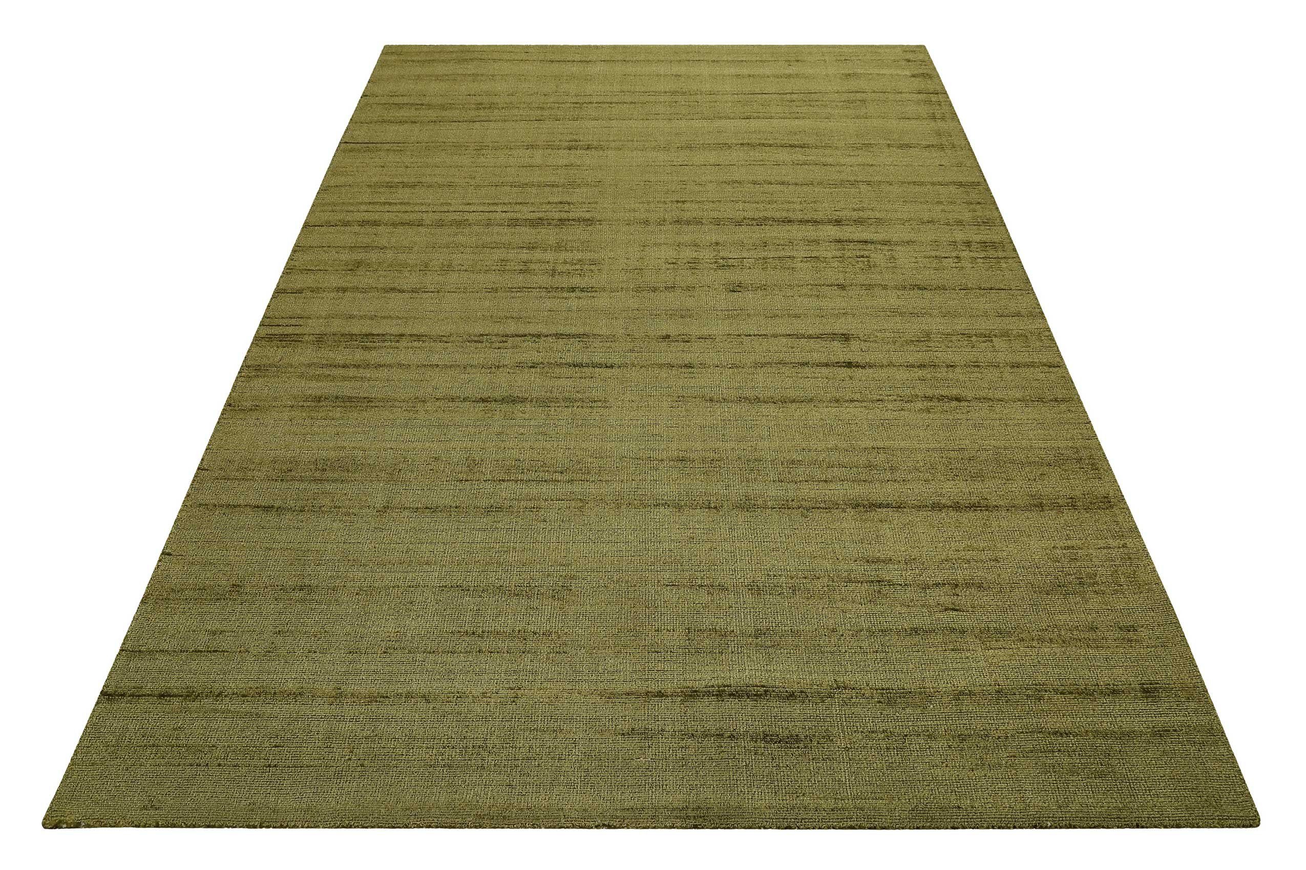 Teppich Gil, Esprit, rechteckig, Höhe: 8 mm, handgewebt, seidig glänzend, schimmernde Farbbrillianz, Melangeeffekt grün | Kurzflor-Teppiche