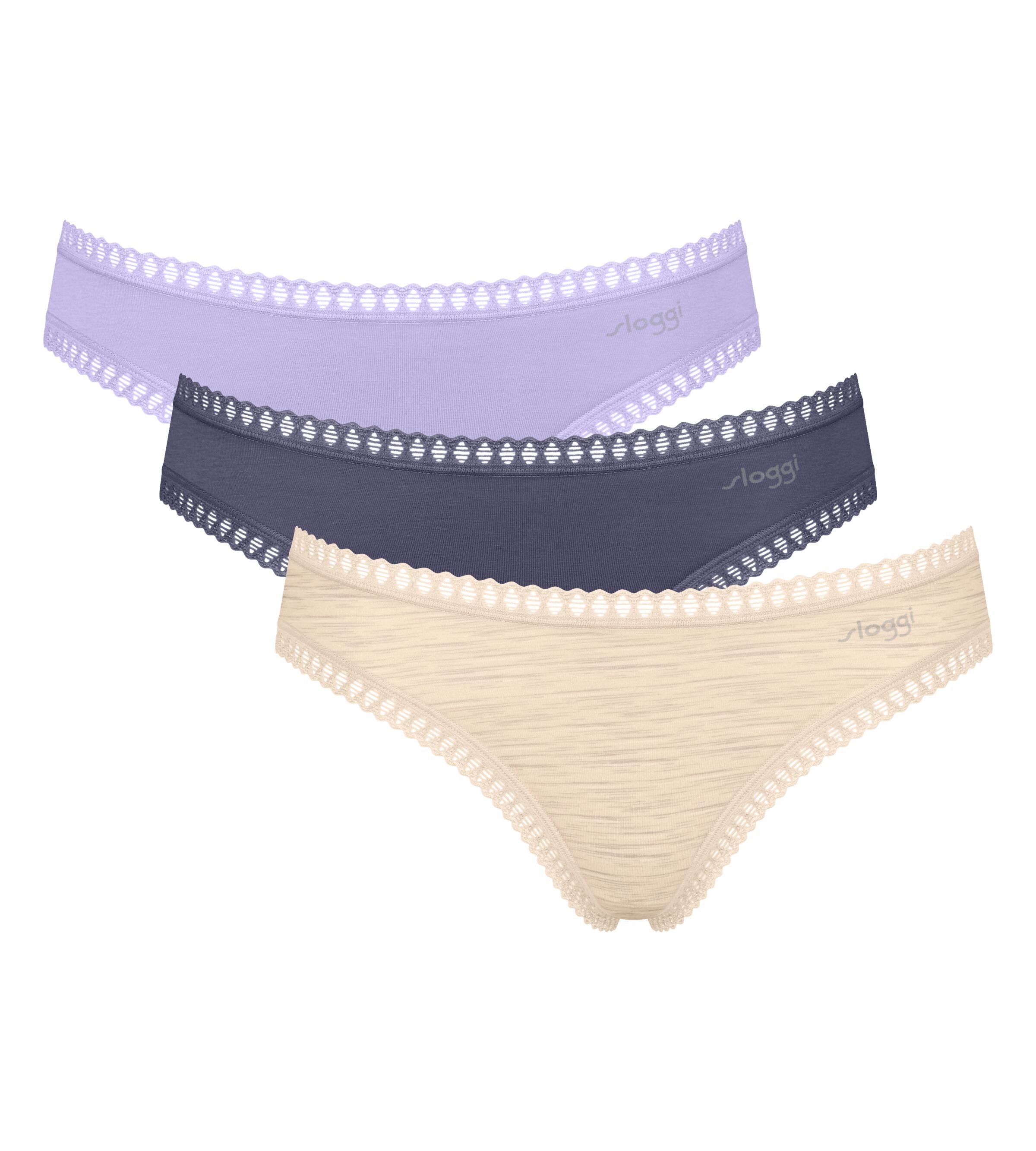 sloggi Minislip GO Crush (3er Pack) dehnbare Spitzendetails, Cotton-Mix