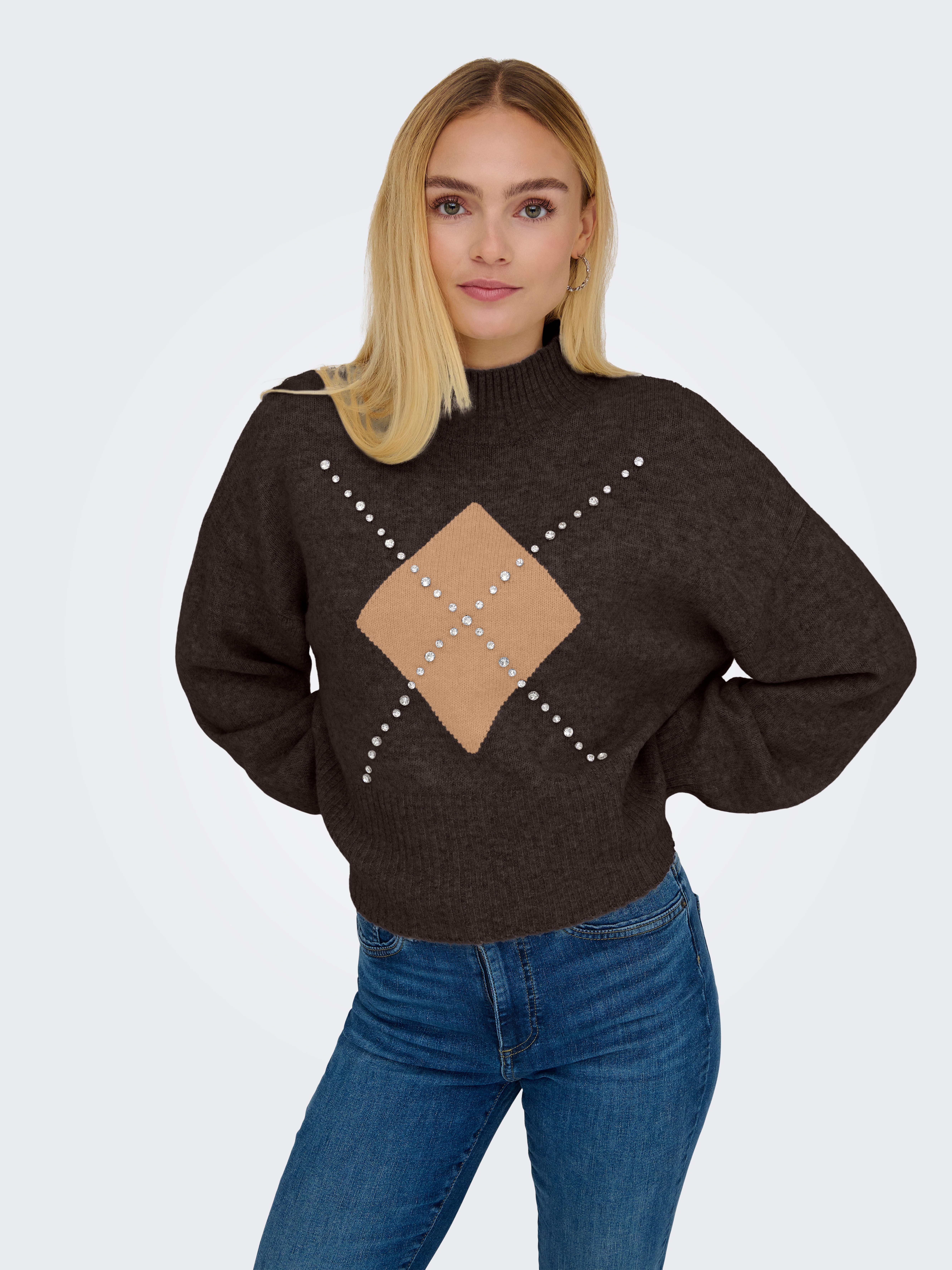 ONLY Strickpullover ONLWAKEFIELD LIFE LS BLING HIGHNECK KNT