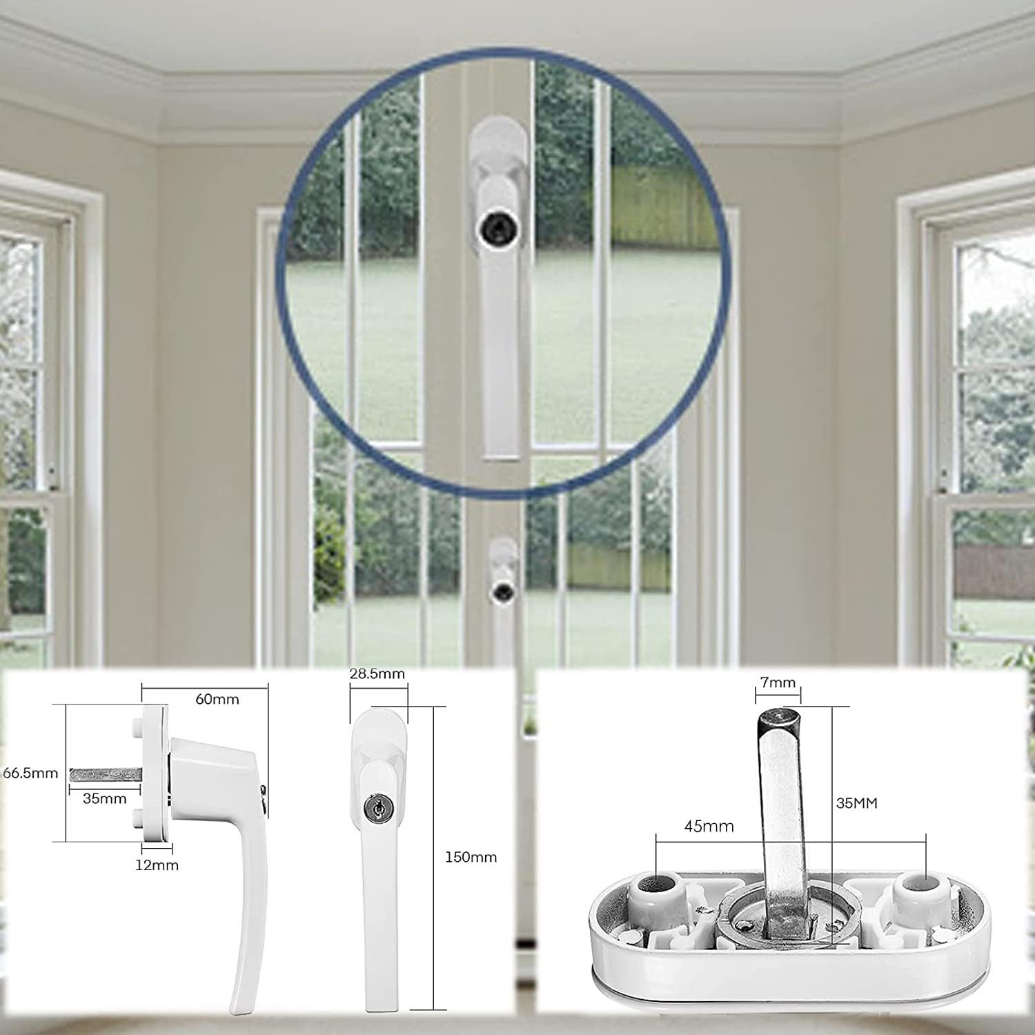 TLGREEN Fenstergriff Abschliessbarer Fenstergriff, L: 15,00 cm, (Kindersicherung Fenstersicherung mit Schloss, 8-tlg), Zur Befestigung von Fenstern, Balkontüren, Hoftüren usw