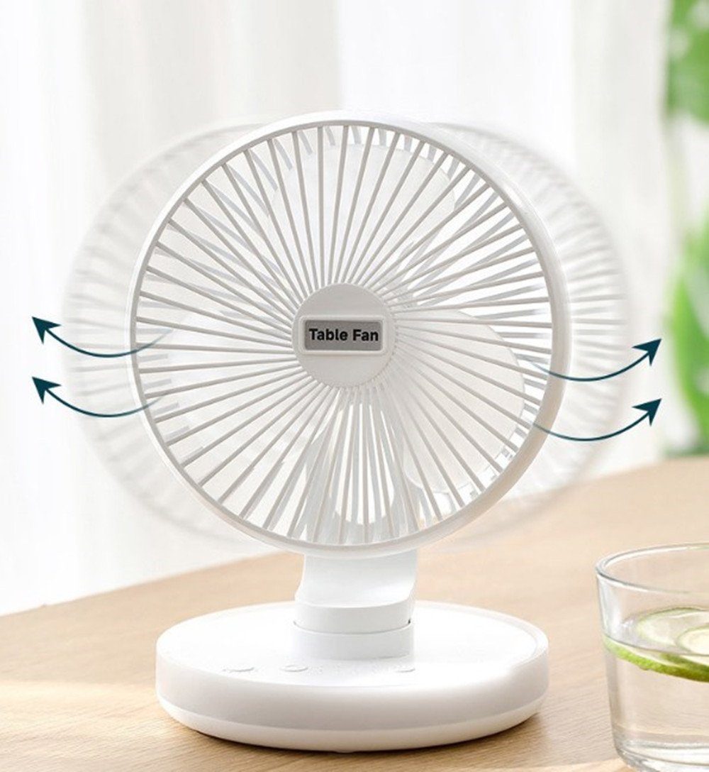 Licht-Modi LED,USB Geschwindigkeiten, white Oszillation, Mini USB-Ventilator 3 Tischventilator Mit Fan, XDOVET Leise Starker 3 Ventilator,Tragbar Ventilator Luftstrom,