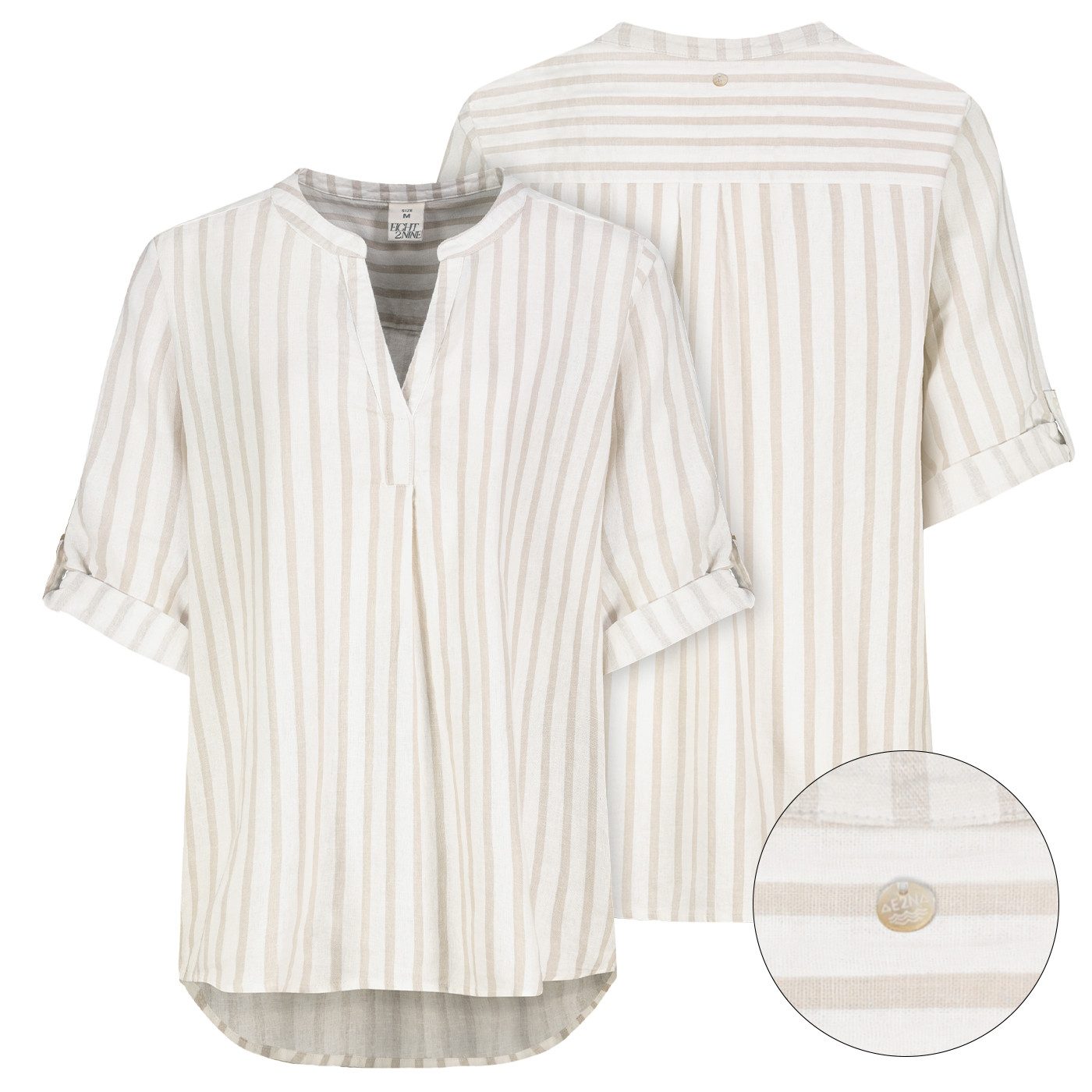 Eight2Nine Hemdbluse Eight2nine Damen Leinen Bluse atmungsaktiv Kurzarmbluse Sommer Urlaub