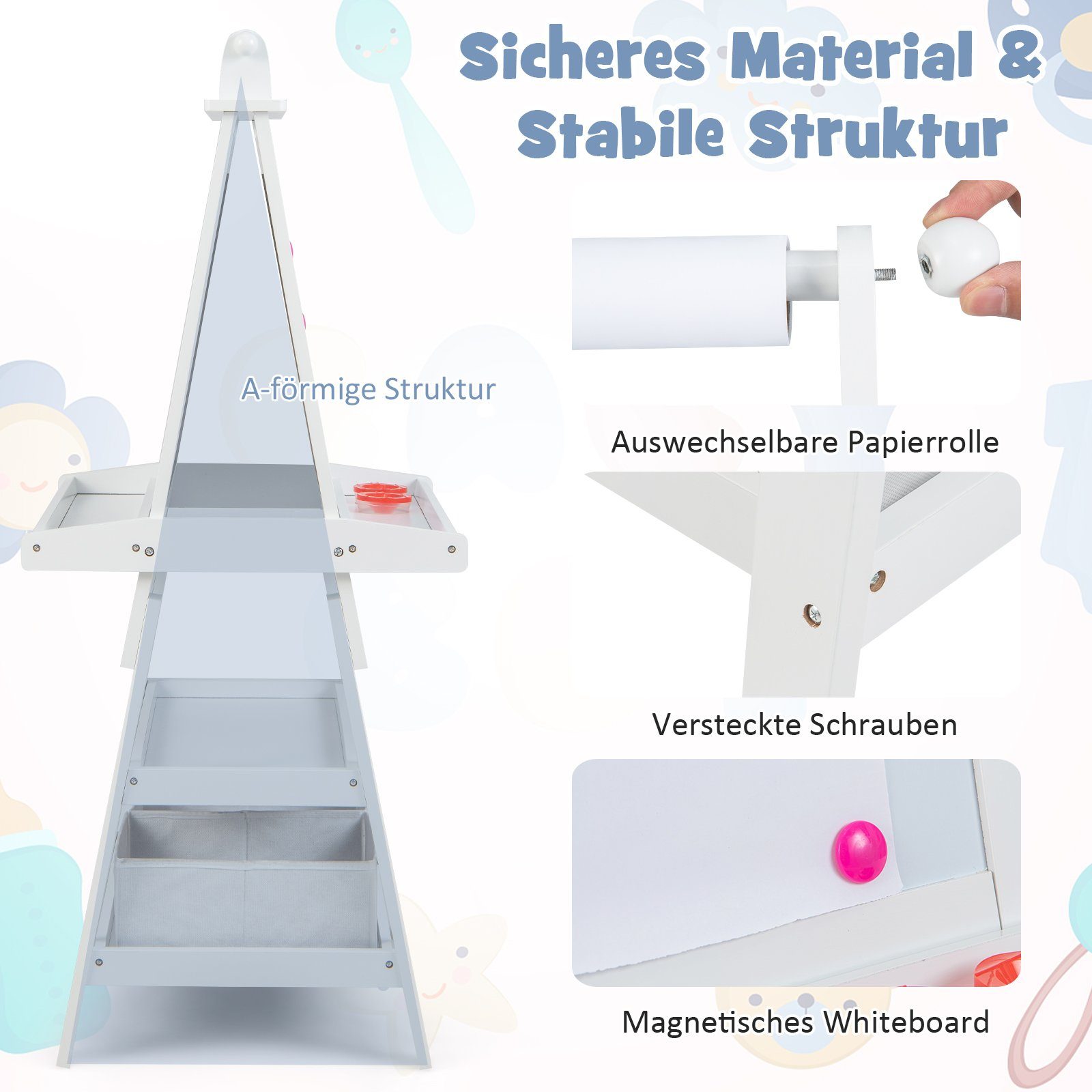 COSTWAY Standtafel Kinder Staffelei, doppelseitig, mit günstig online kaufen