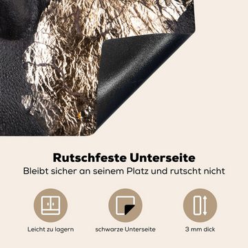 MuchoWow Herdblende-/Abdeckplatte Frau - Gold - Schwarz - Farbe - Luxus, Vinyl, (1 tlg), 58x51 cm, Küchen Dekoration für Induktionsherd, Induktionskochfeld