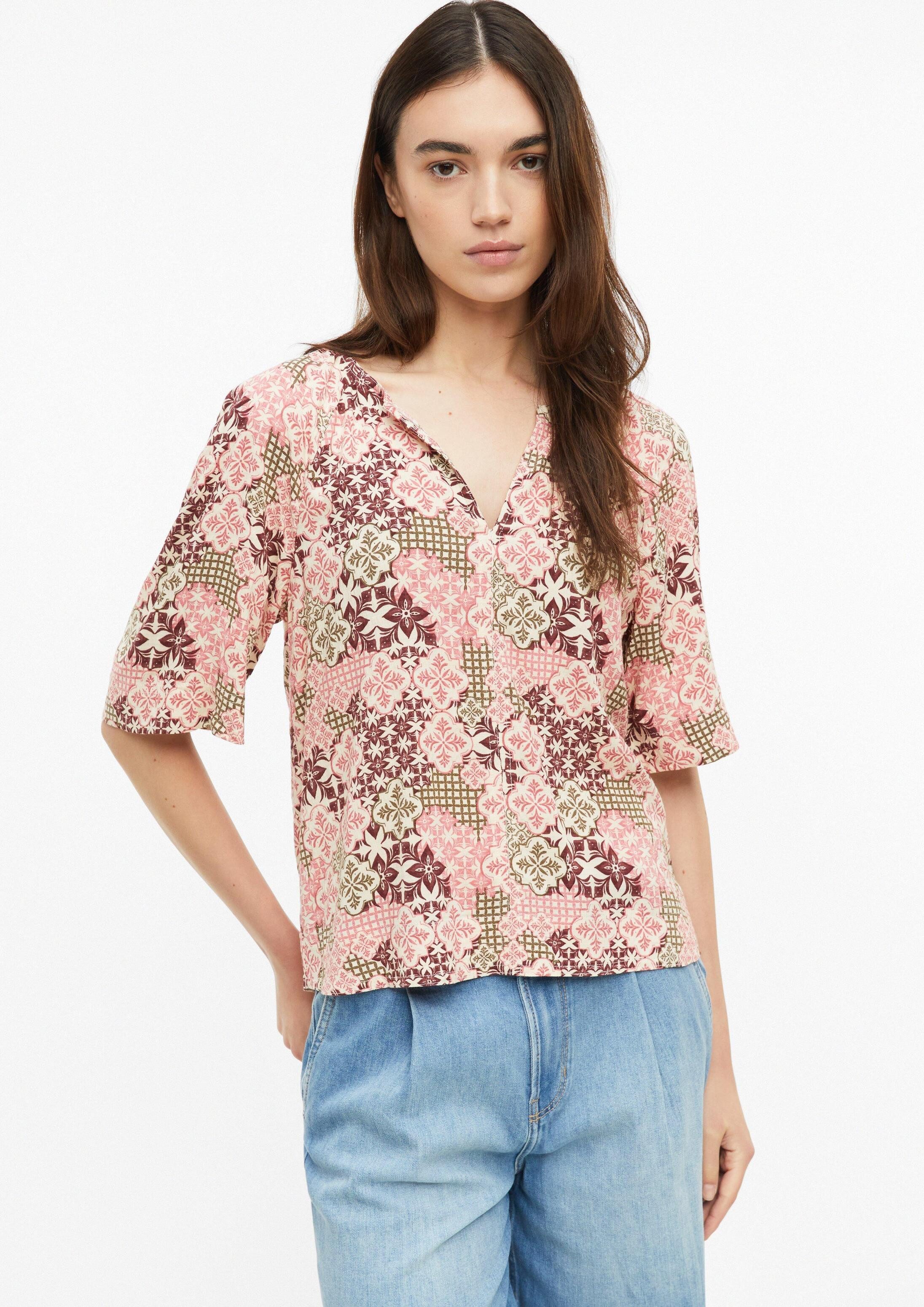 s.Oliver Kurzarmbluse Bluse Gecrêpte Bluse aus Viskosemix