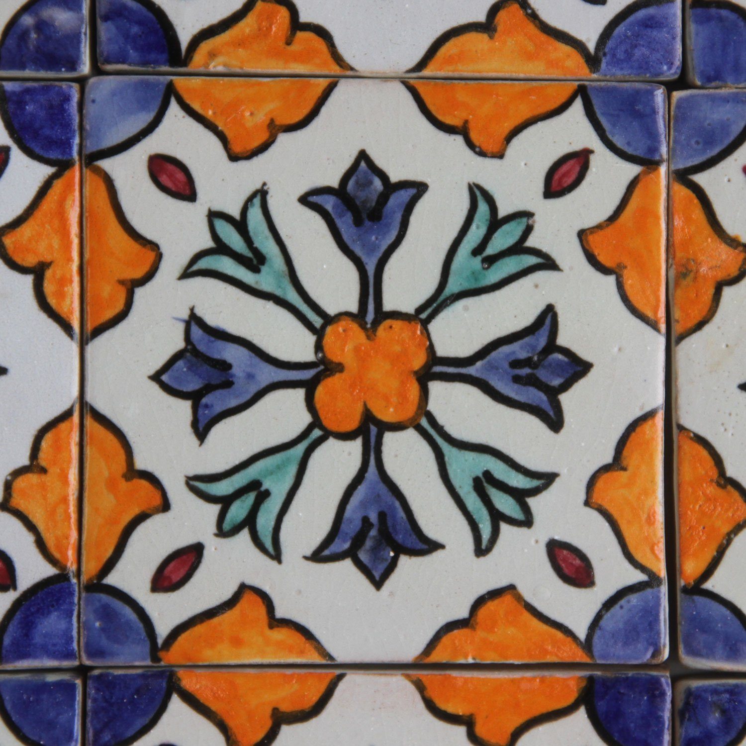 Casa Moro Wandfliese Marokkanische Keramikfliese handbemalte orientalische Fliese 10x10 cm, Ton, Mehrfarbig