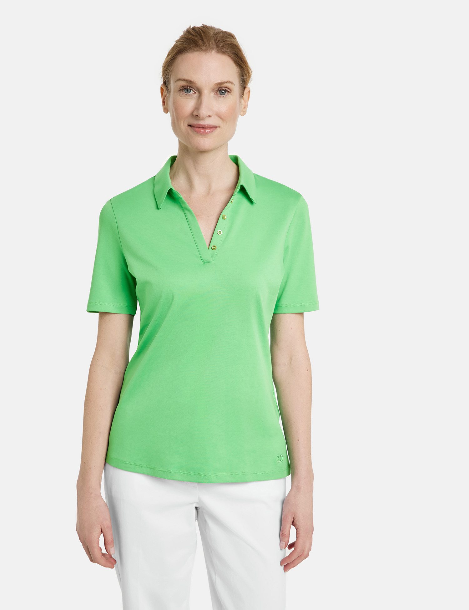 GERRY WEBER Kurzarmshirt Poloshirt aus Baumwolle