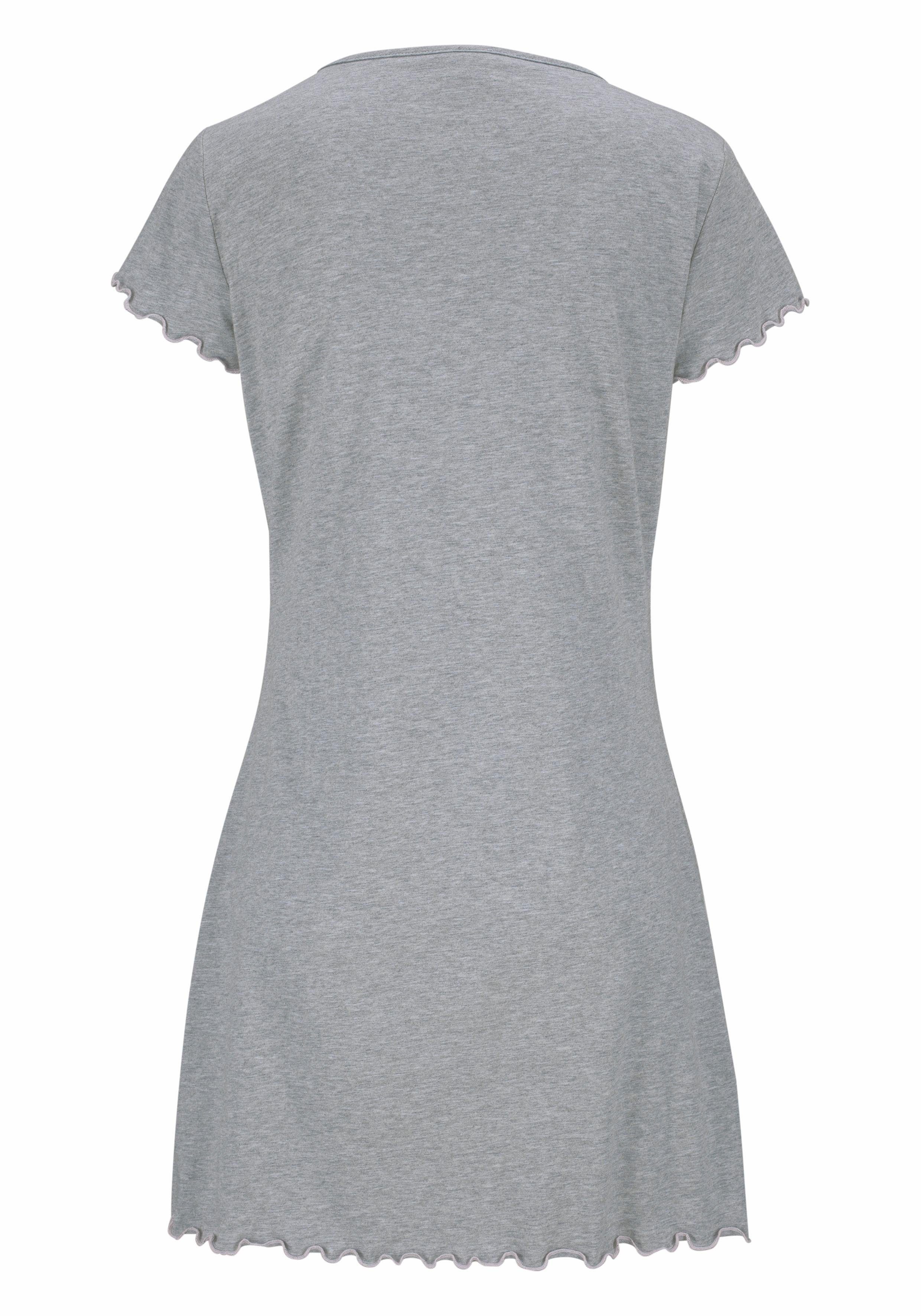 PEANUTS Nachthemd (1-teilig) mit Snoopy-Print und Kräuselsäumen