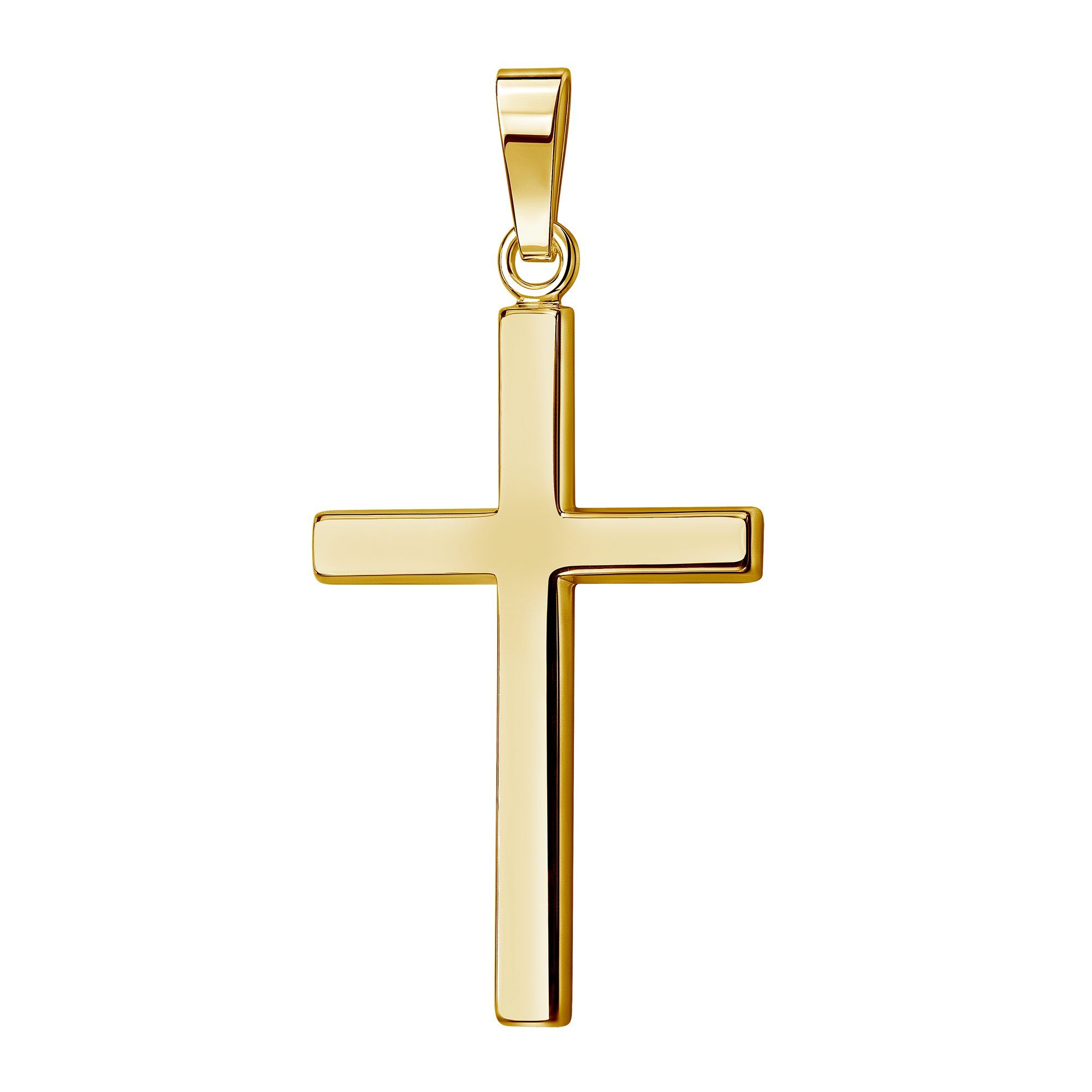 JEVELION Kettenanhänger großer Kreuz Anhänger 750 Gold (Goldkreuz, für  Damen und Herren), Goldanhänger - Made in Germany