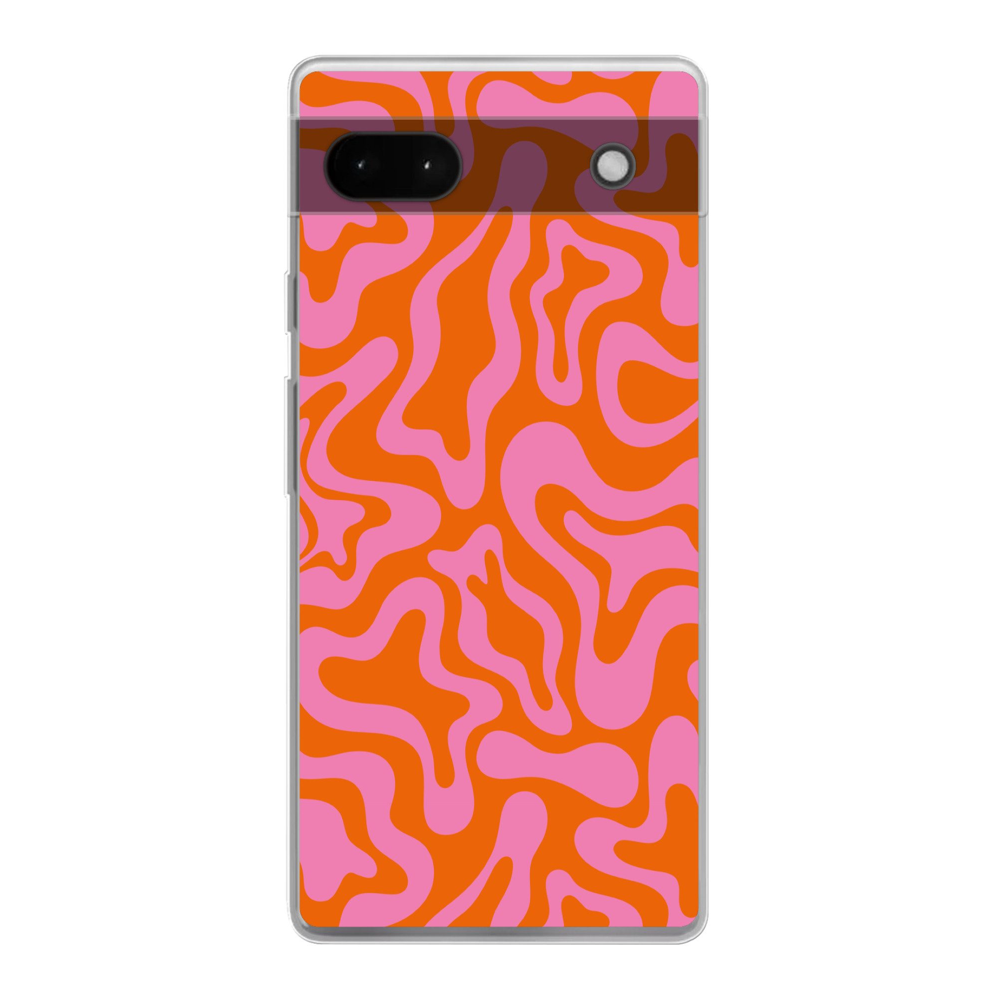 MuchoWow Handyhülle für Google Pixel 6a Muster - Rosa - Orange - Abstrakt - Modern, Phone Case, Silikon, Schutzhülle Dünn