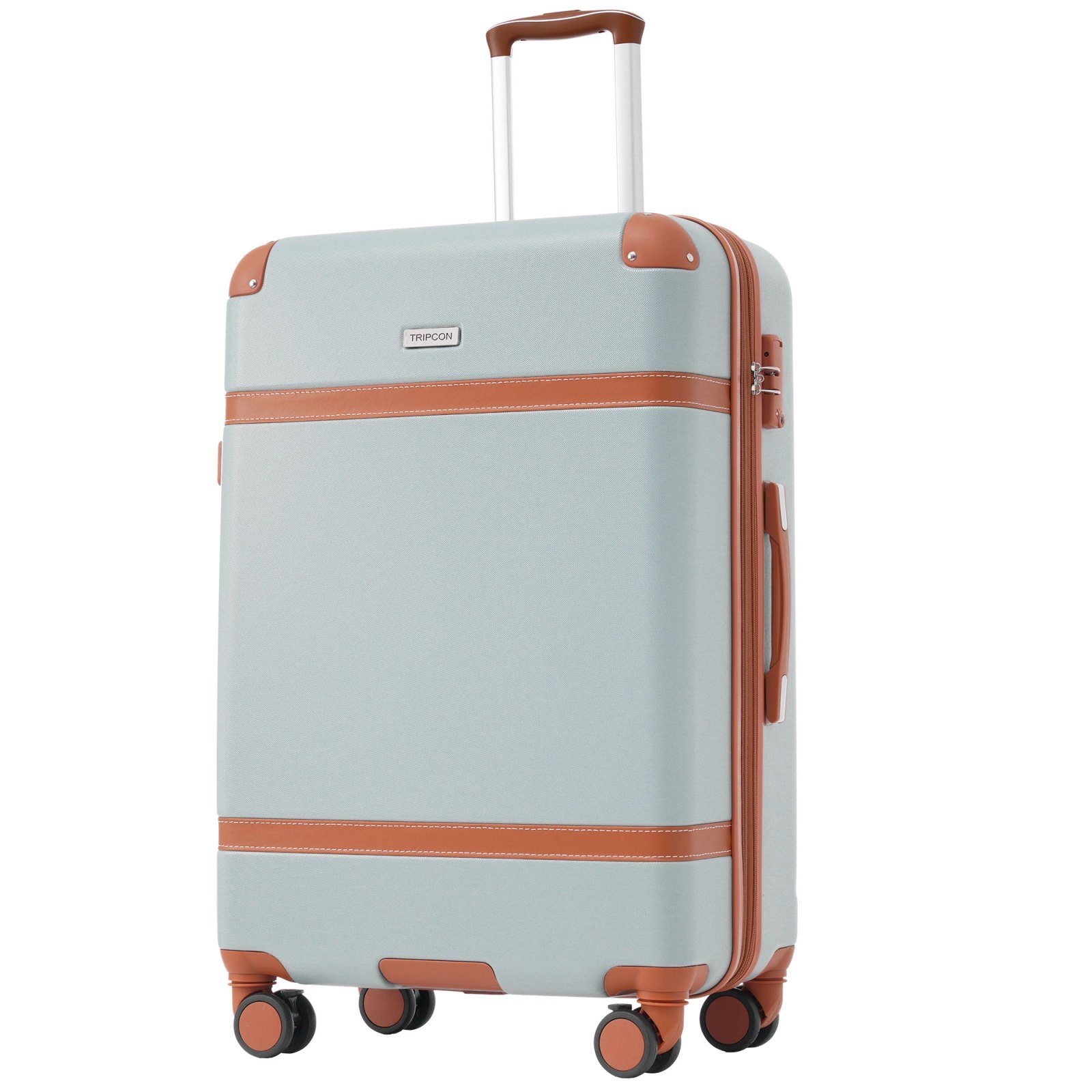 Reisekoffer Teleskopgriff Hellgrün Leicht Handgepäck, SEEZSSA Trolley Handgepäck-Trolley Hartschalen Koffer 77.5x50.5x30cm Koffer Erweiterbar Rollkoffer TSA-Schloss mit