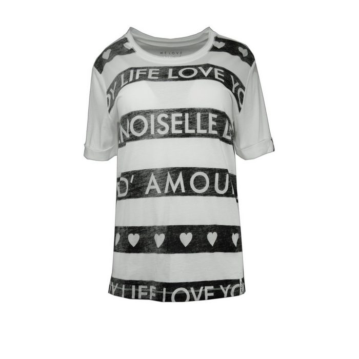 XOX T-Shirt XOX T-Shirt Rundhals schwarz-weiß Love - Fair Trade