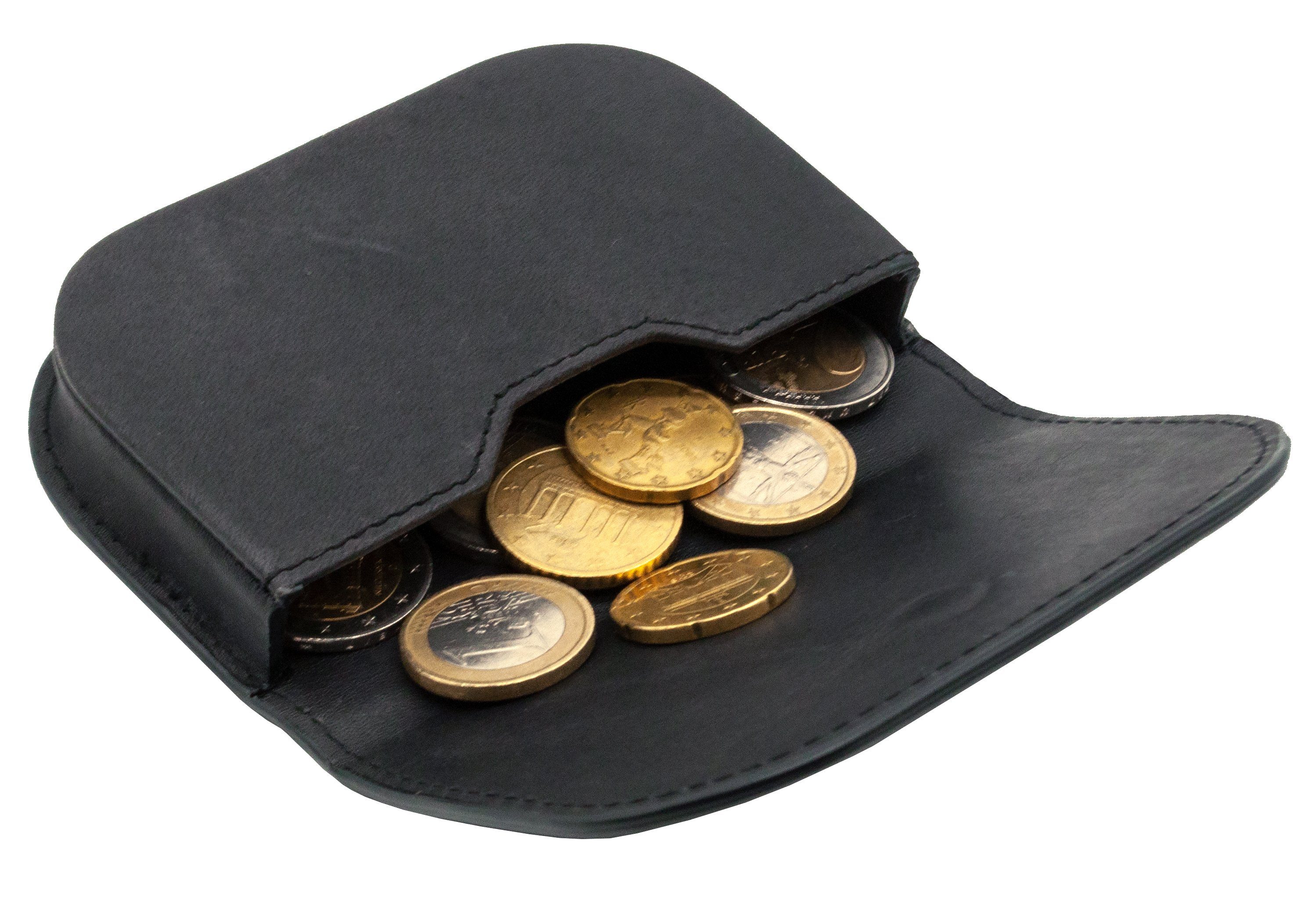Benthill Mini Geldbörse Echt Leder Kleingeldschütte Münzbörse Münzfach Münzen, mit Kleingeldbörse Kartenfächer für