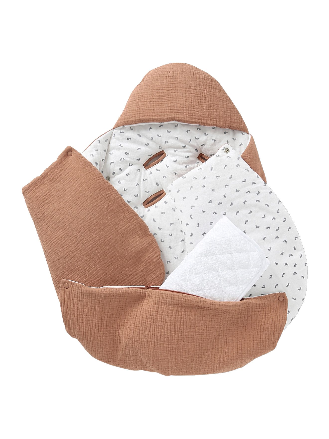 vertbaudet Fußsack 2-in-1 Baby Ausfahrsack/Wickelunterlage, Musselin, 1er-Pack