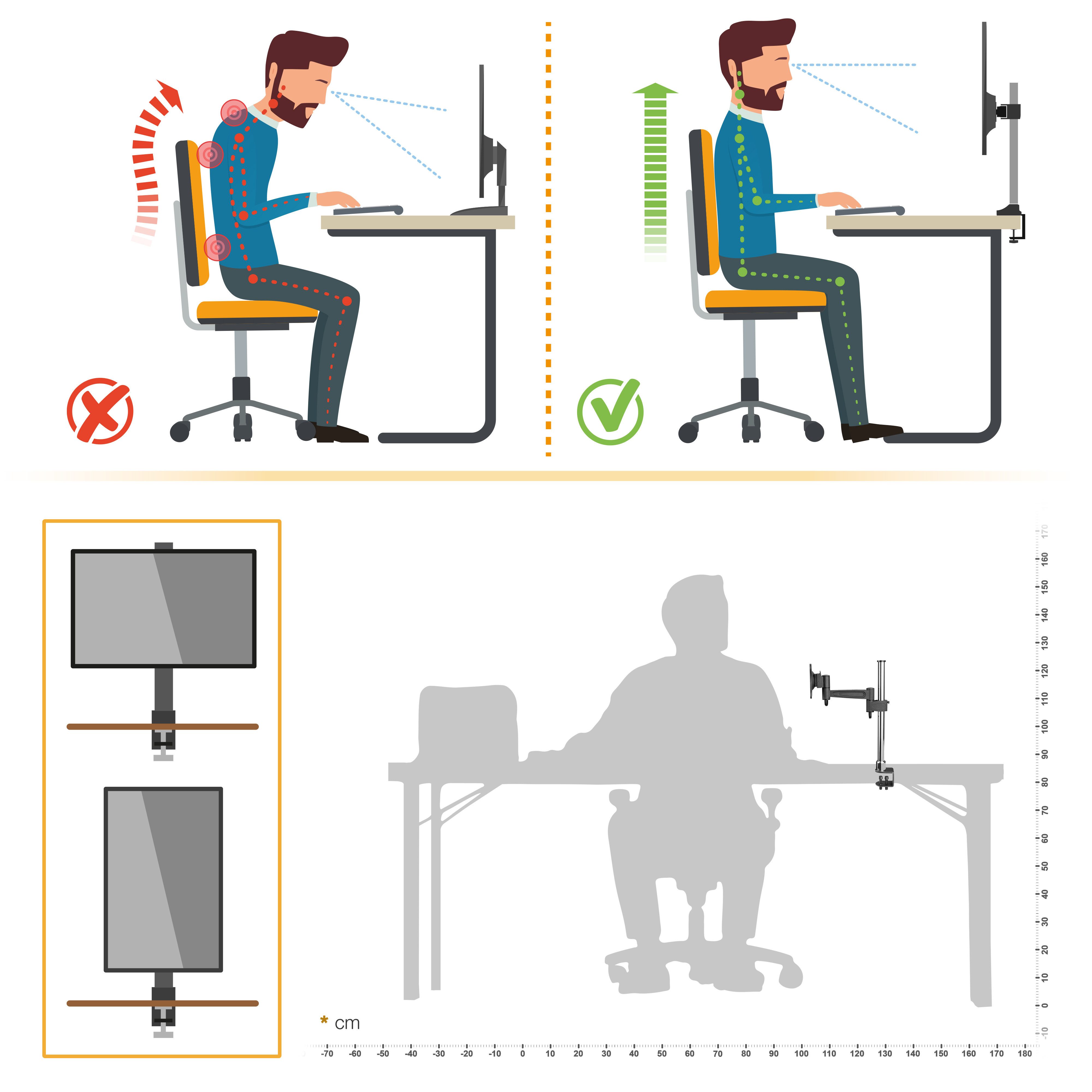 RICOO Monitor-Halterung TS2211, (bis 32 Zoll, 1-tlg., Tischhalterung Schwenkarm Monitorständer Bildschirm Halter schwenkbar)