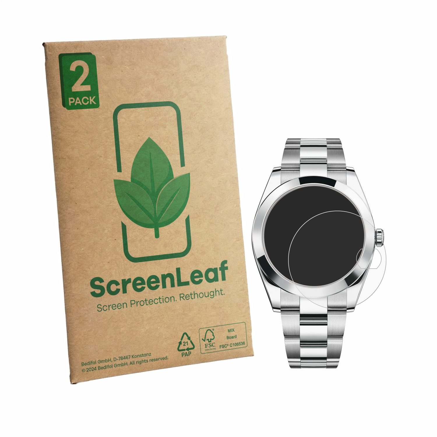 ScreenLeaf Displayschutzfolie Schutzfolie für Rolex Datejust 41, 2 Stück, Displayschutz Schutz Folie Klar Transparent