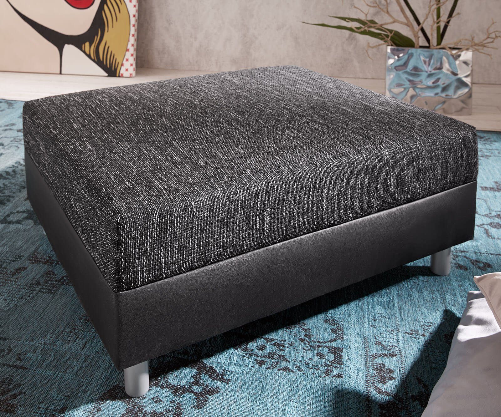 DELIFE Hocker Clovis, Schwarz Modul B98 x T83 Kunstleder Sitzhocker günstig online kaufen