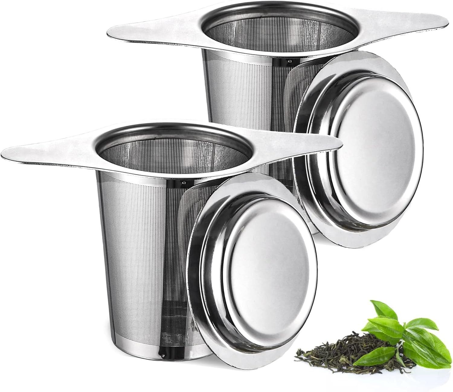 SinLaw Teesieb Teefilter 2-teiliges,passend für Teefilter für Bulk Tee,mit 2-Griffen, (1-St), Mit Deckel und Doppelgriff