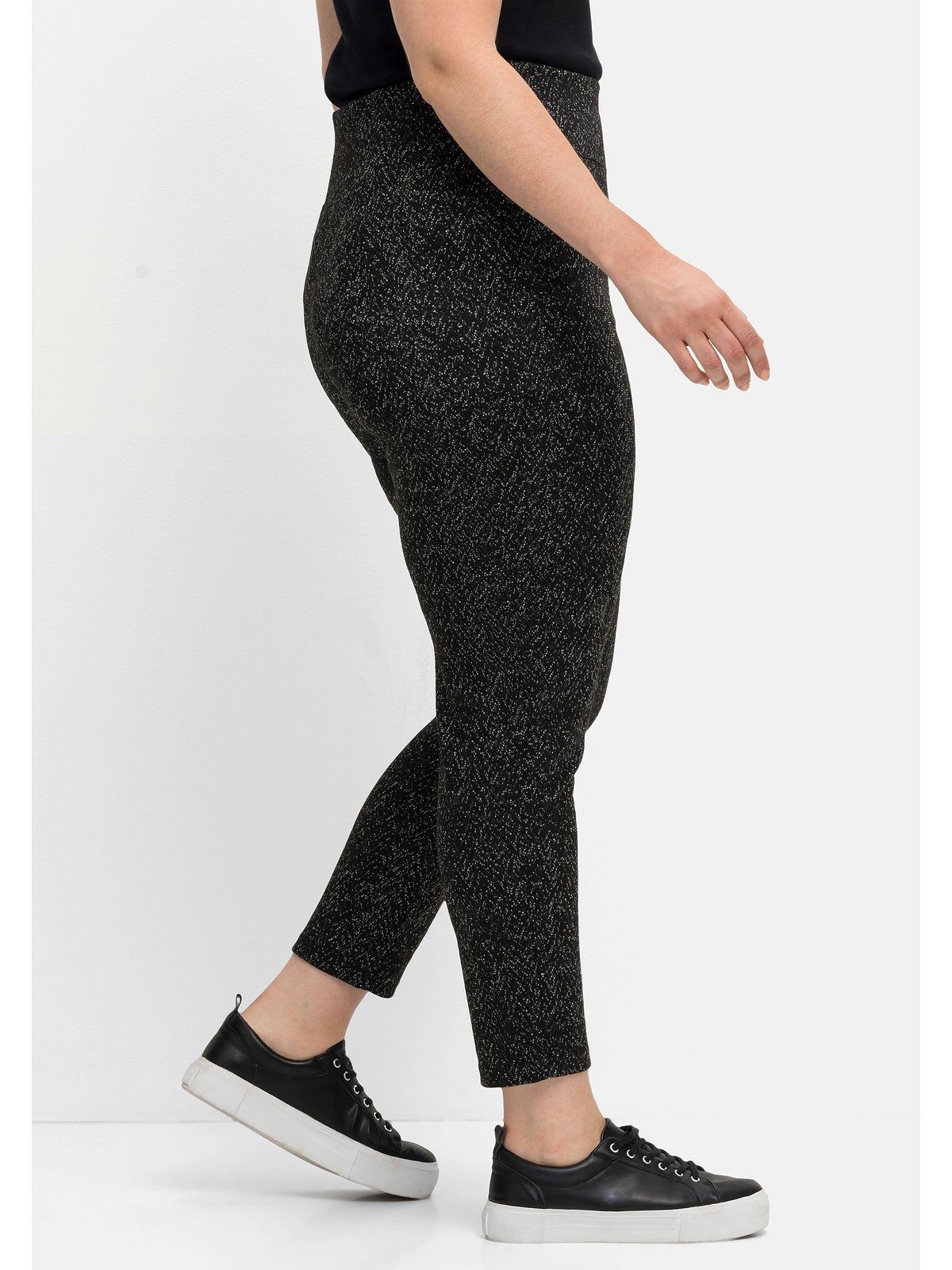 Sheego Leggings Salz- und-Pfeffer-Optik in Größen Große