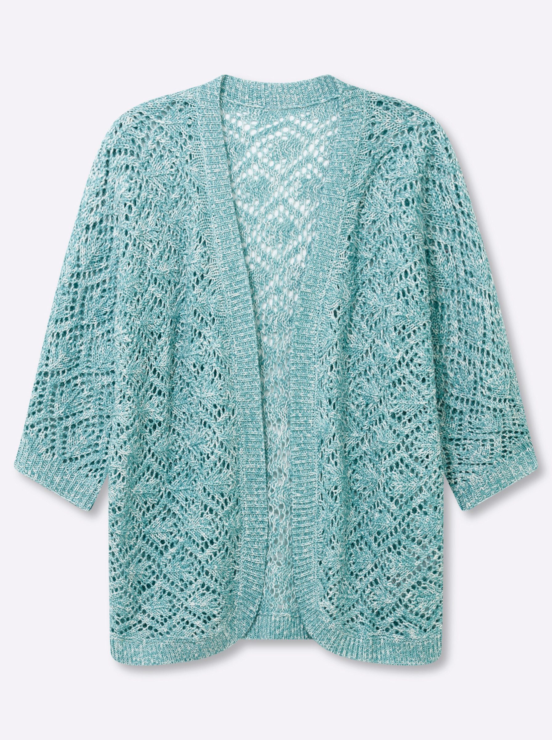 Sieh an! Strickjacke Ajour-Strickjacke 3/4-Arm Ajourstrick – Bild 4 von 4
