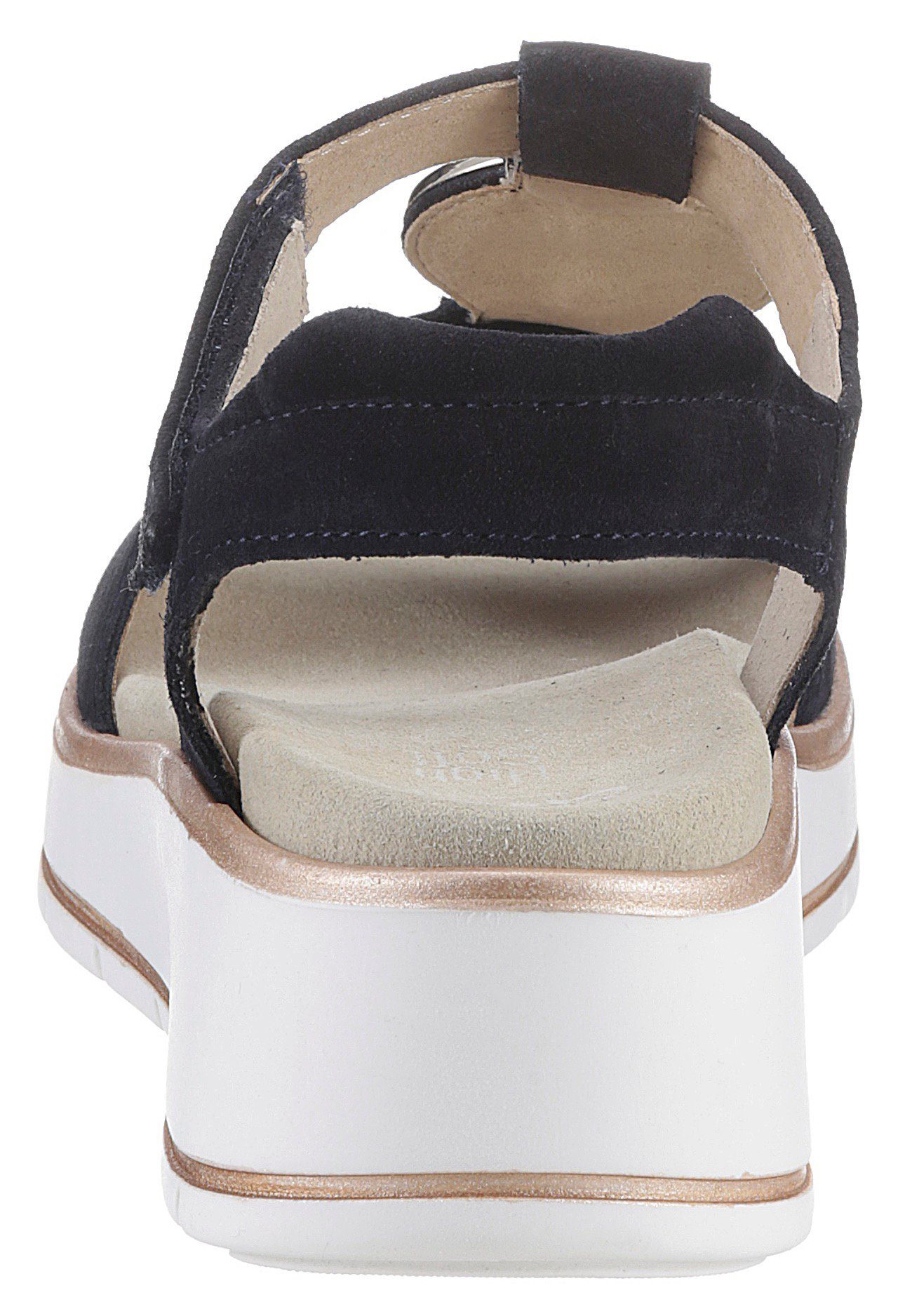 SAPPORO high Keilsandalette mit Ara dunkelblau H-Weite soft-Wechselfußbett,