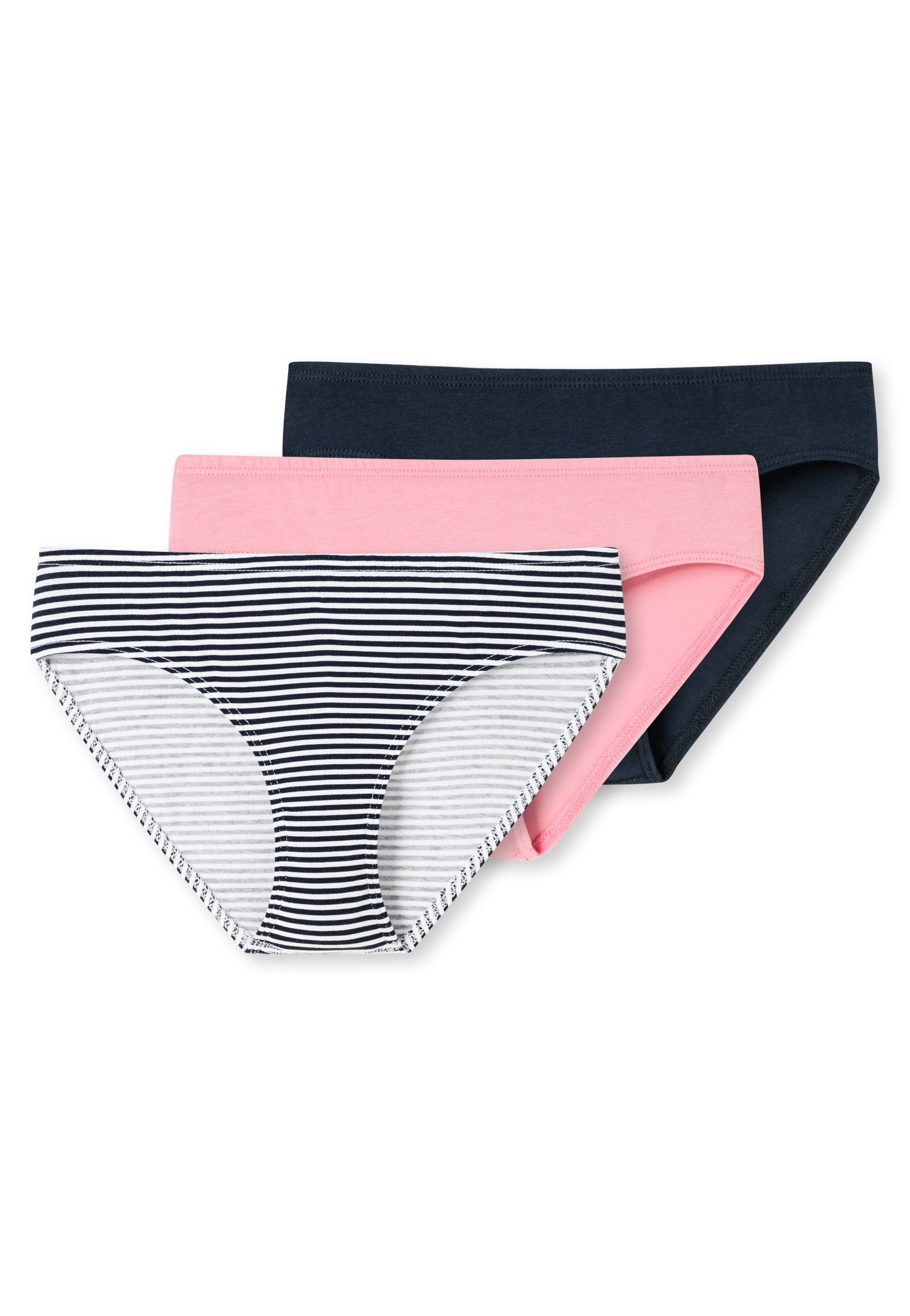 Schiesser Slip (3er-Pack) mit softem gestreift Bund schwarz pink