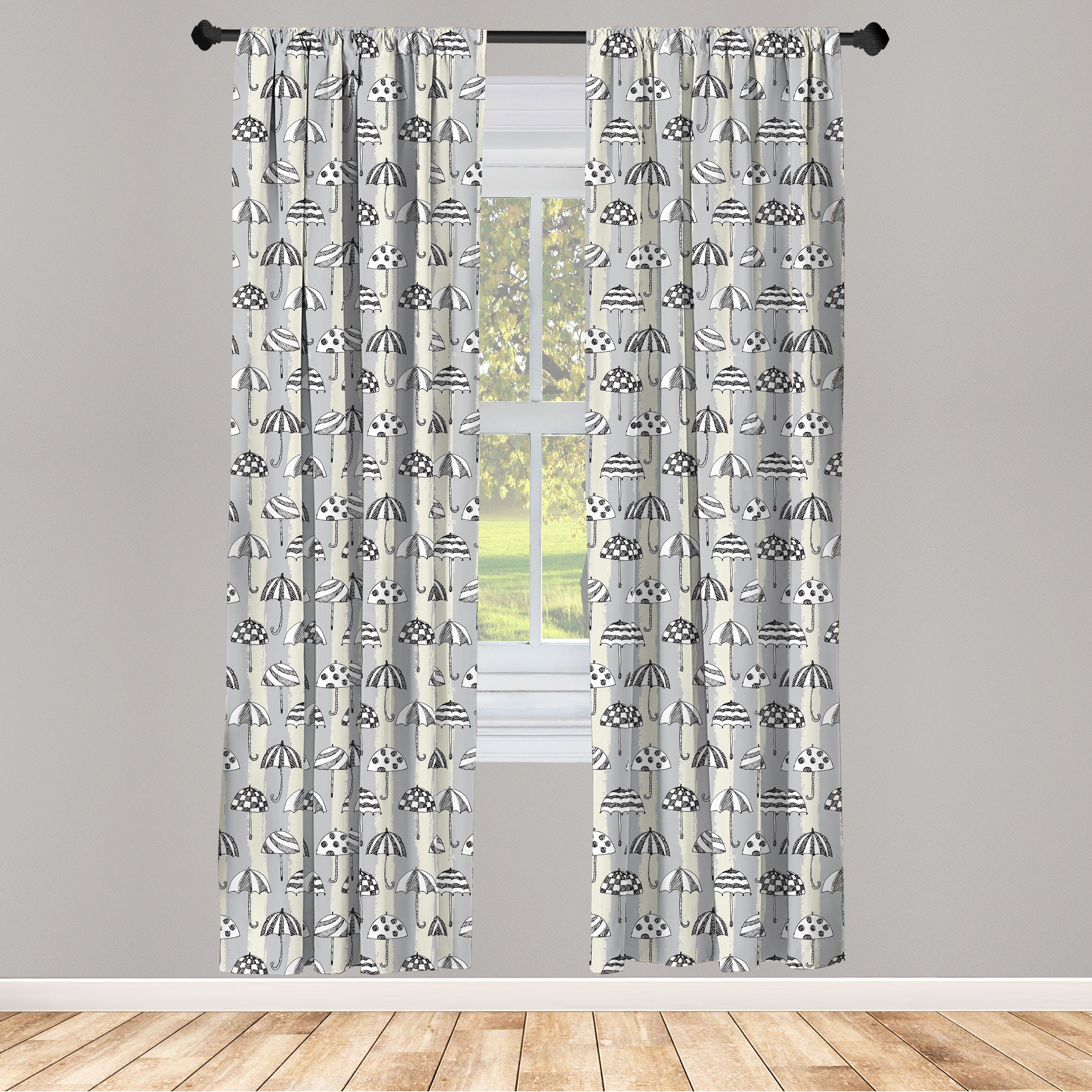 Gardine Vorhang für Wohnzimmer Schlafzimmer Dekor, Abakuhaus, Microfaser, Regenschirm Regnerisches Wetter Element
