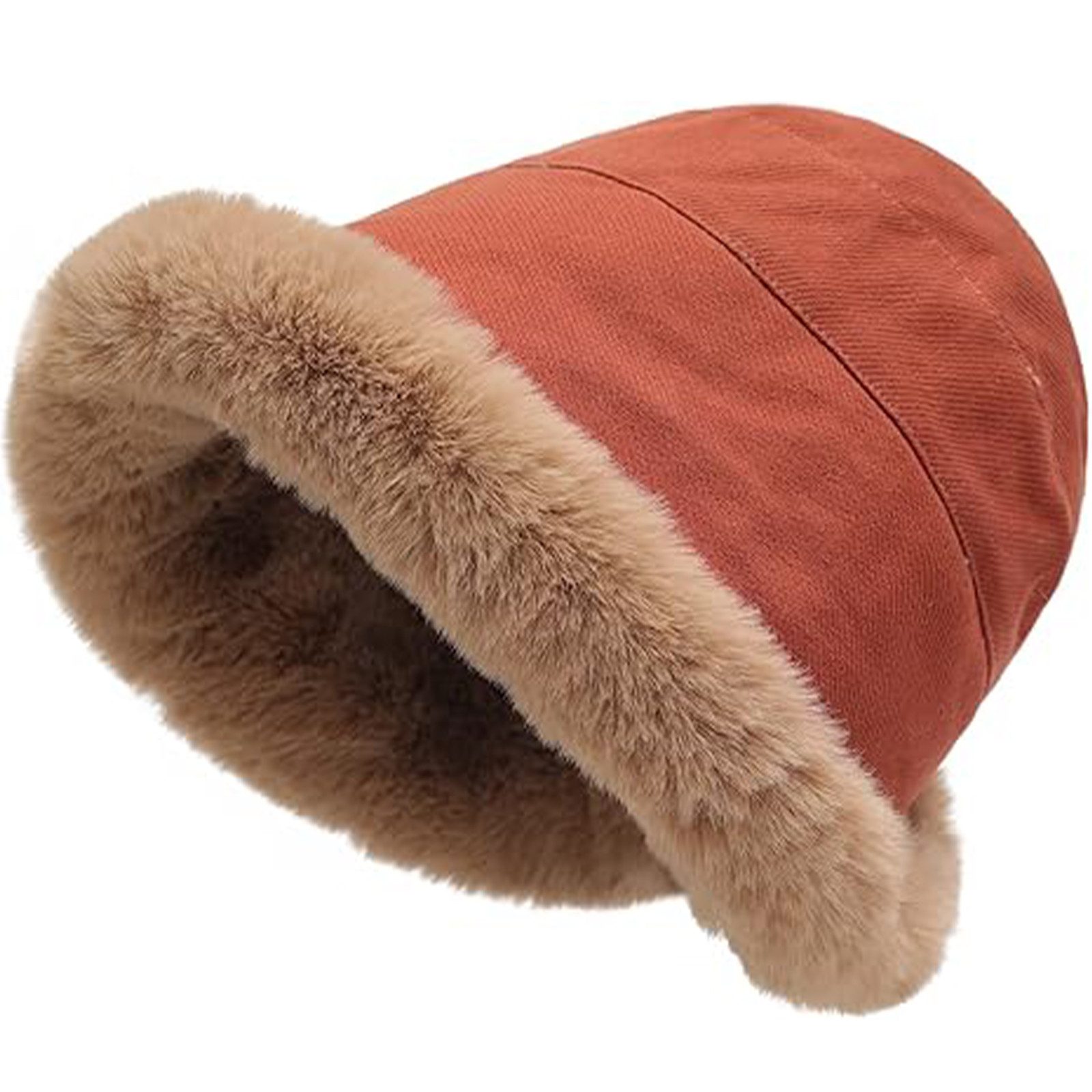 HAUSS SPOLE Fischerhut Wintermütze mit Fellrand Damenmütze Reisehut Freizeithut Dicker Plüsch