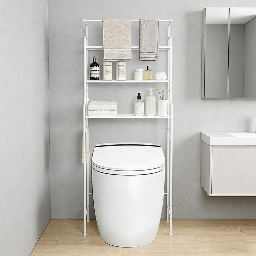 JEOBEST Badregal Toilettenregal mit 3 Ablagen, Platzsparend mit Haken 47 x 25 x 160 cm, 1-tlg., Toilettenregal, Badezimmerregal, Handtuchhalter – Bild 3 von 5