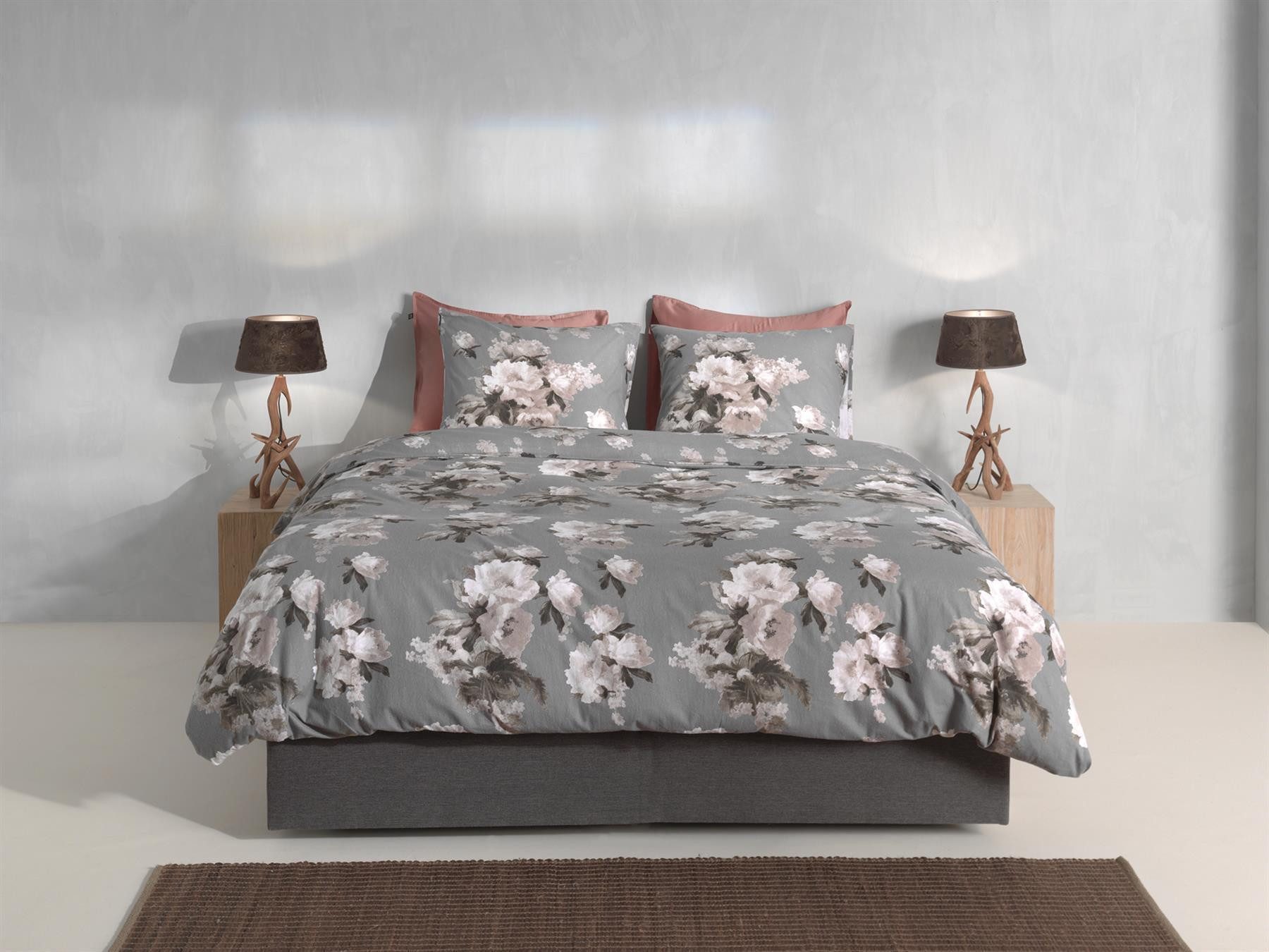 ZO HOME Bettwäsche Ella Bettwäsche 135 Grey 135x200 Grey Geblumt, Flanell, 2 teilig, Bettwäsche 135x200 Baumwollbettwäsche Flanell Geblumt