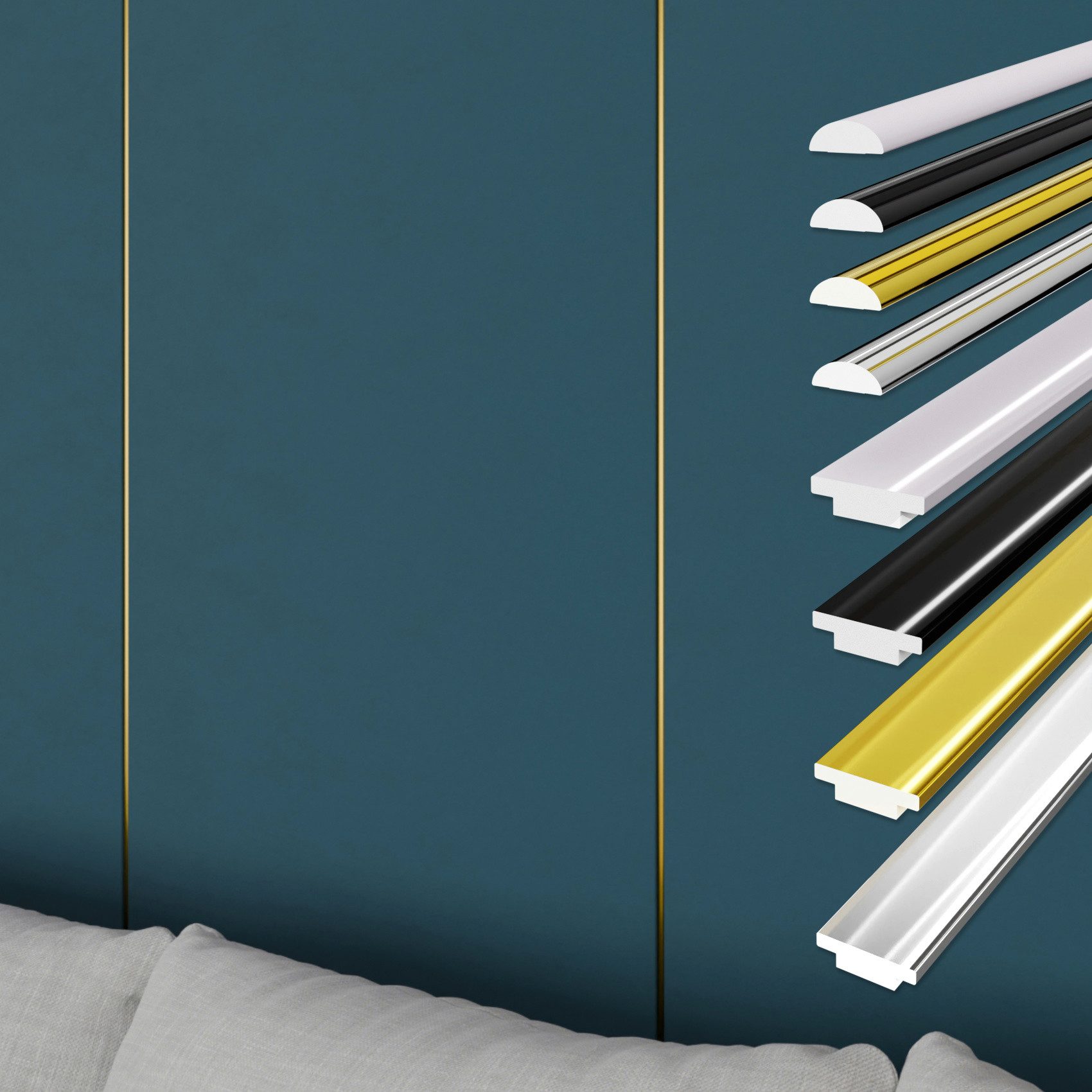 Hexim Isoliertapete, (selbstklebende flexible Zierleiste 3M Randleiste für Isoliertapeten Abschlussleiste abziehen & aufkleben DIY Universalprofil (1 Leiste D1-W weiß)