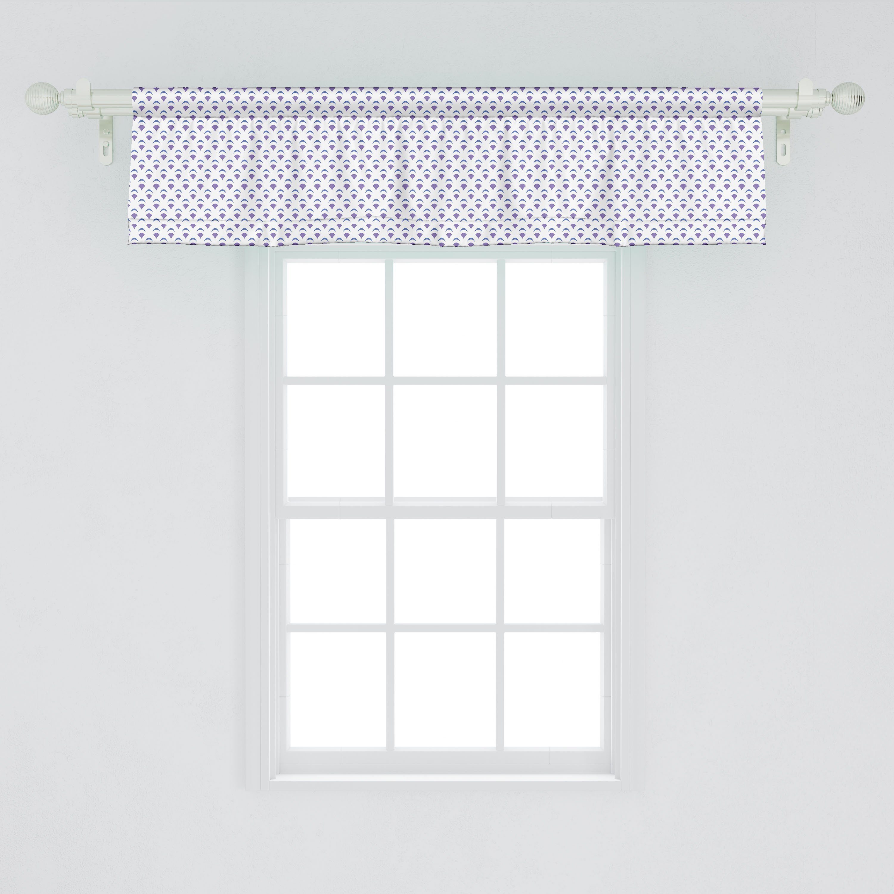 Microfaser, mit Volant Dekor Semi-Form Stangentasche, Konzentrische Vorhang Kreise Abakuhaus, für Retro Scheibengardine Schlafzimmer Küche