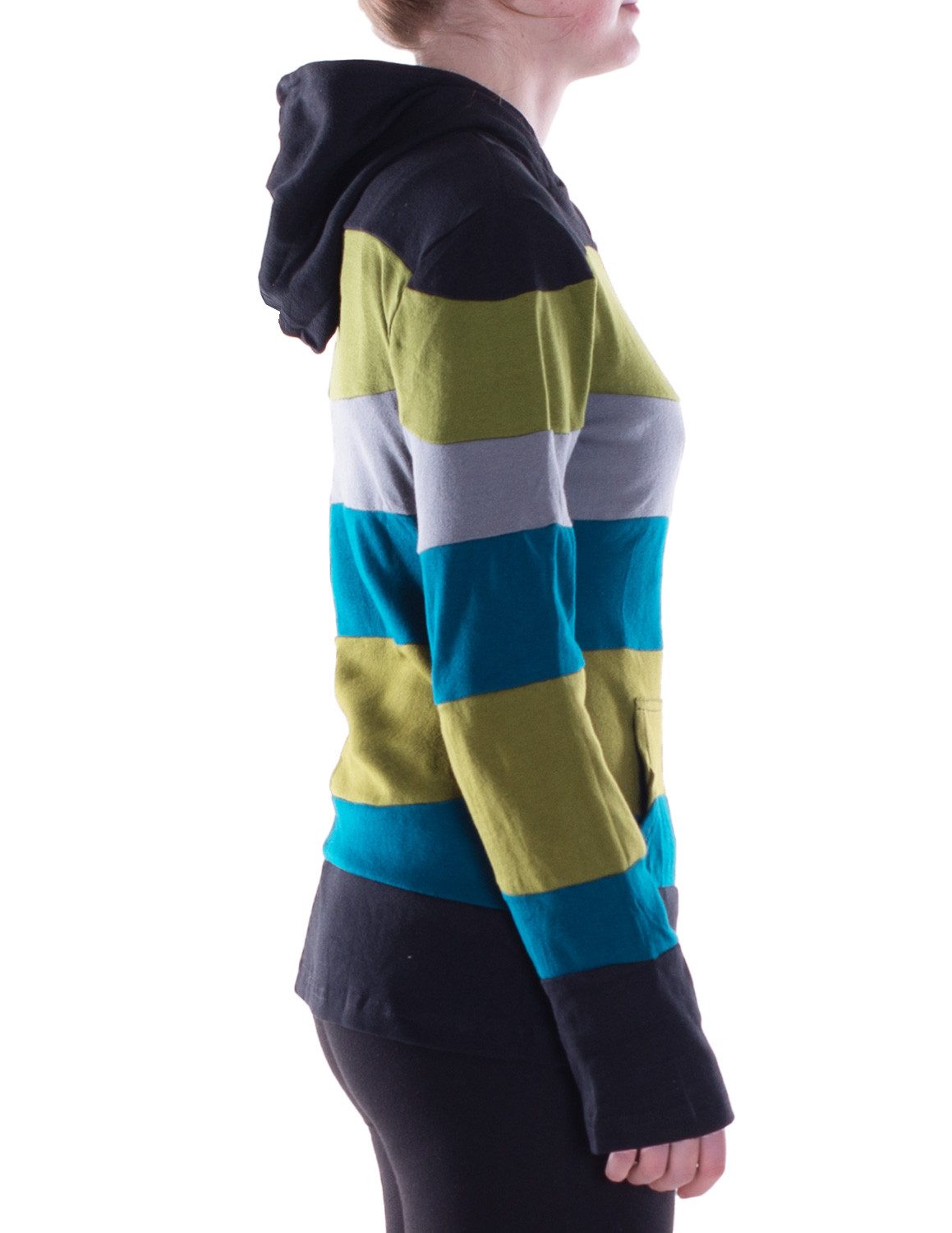 Vishes Sweater Hoodie Patchwork Regenbogen Sweater Hippie Pullover mit Kapuze Alternative Bekleidung, Ethno, Hippie, Retro Style