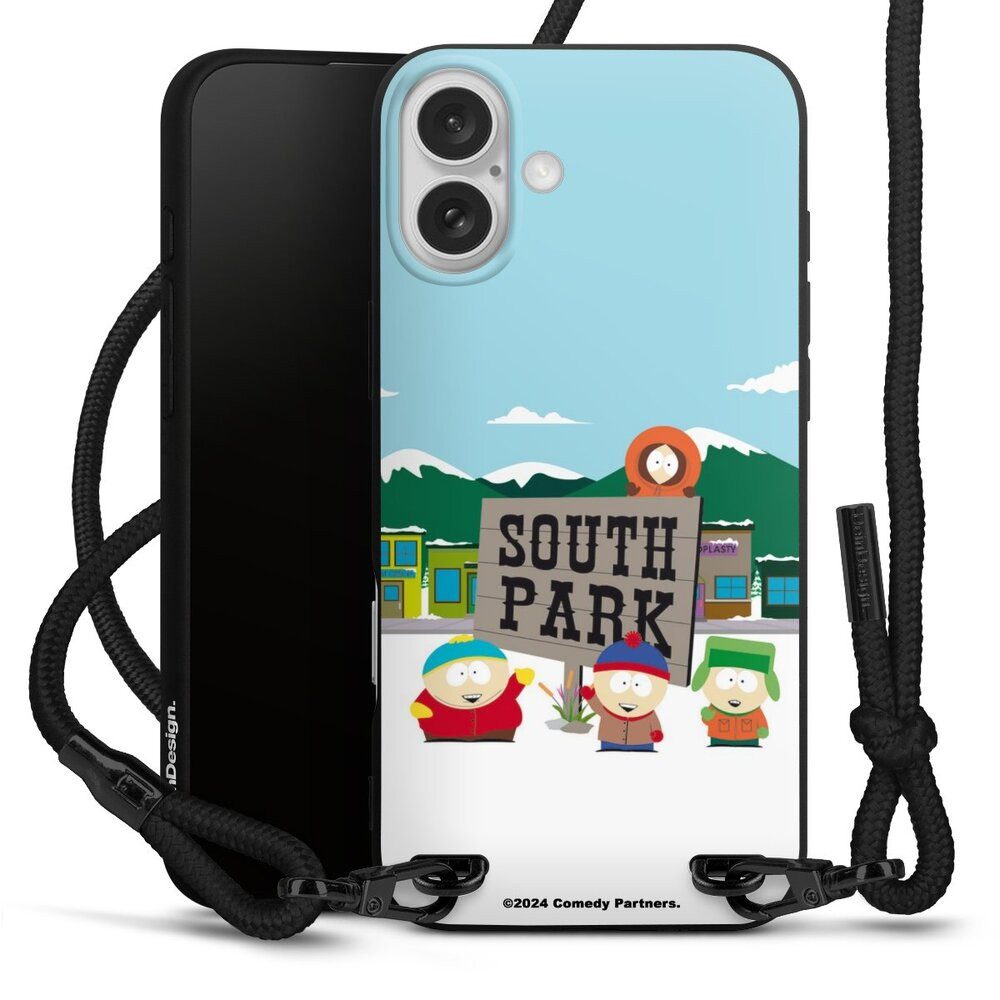 DeinDesign Handyhülle South Park Logo Offizielles Lizenzprodukt South Park Boys Logo, Apple iPhone 16 Plus Premium Handykette Hülle mit Band Cover mit Kette