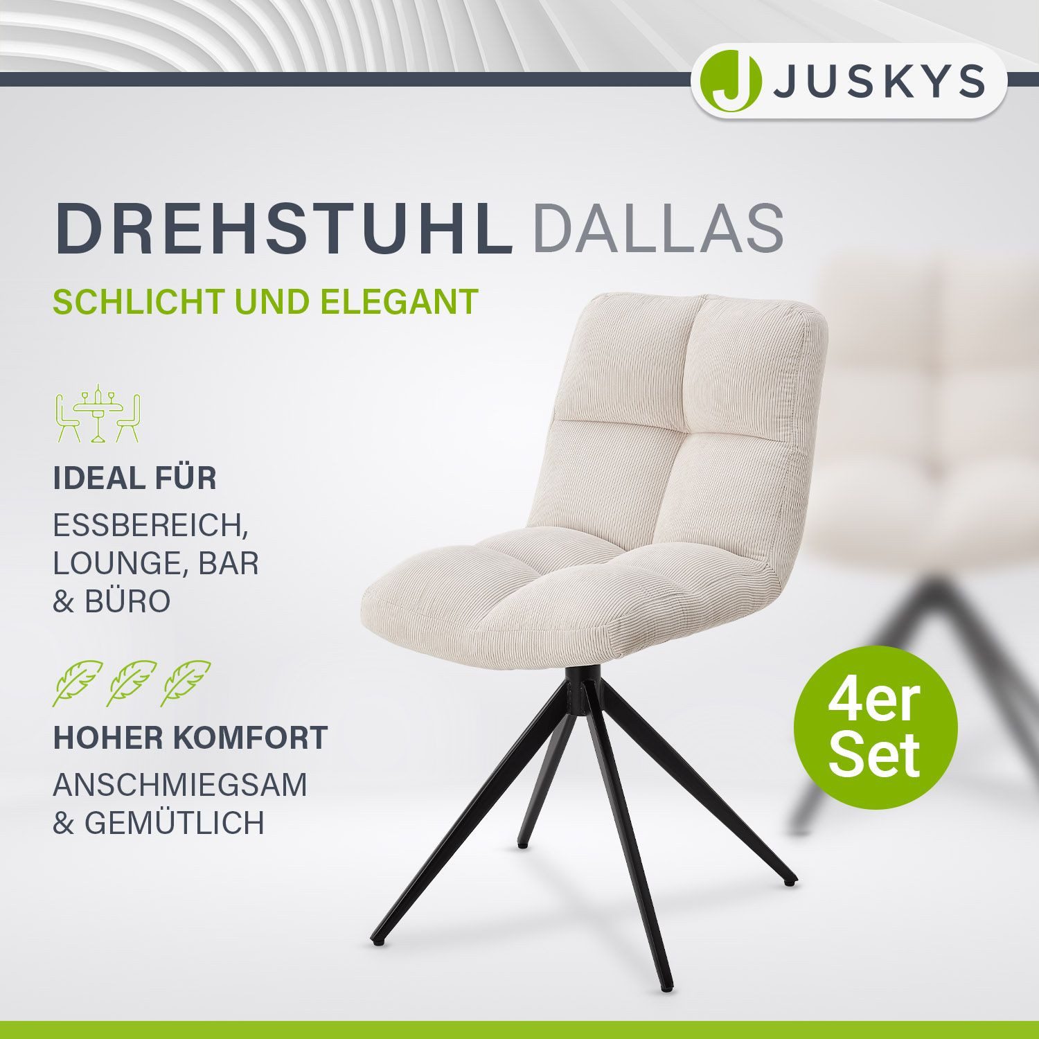 Juskys Esszimmerstuhl Dallas (4 St), 4er günstig online kaufen