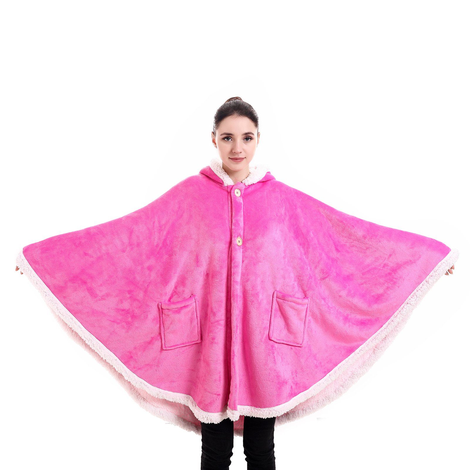 BTTO Fleeceponcho Tragbare Decke Flanell-Fleece Ärmeldecke günstig online kaufen