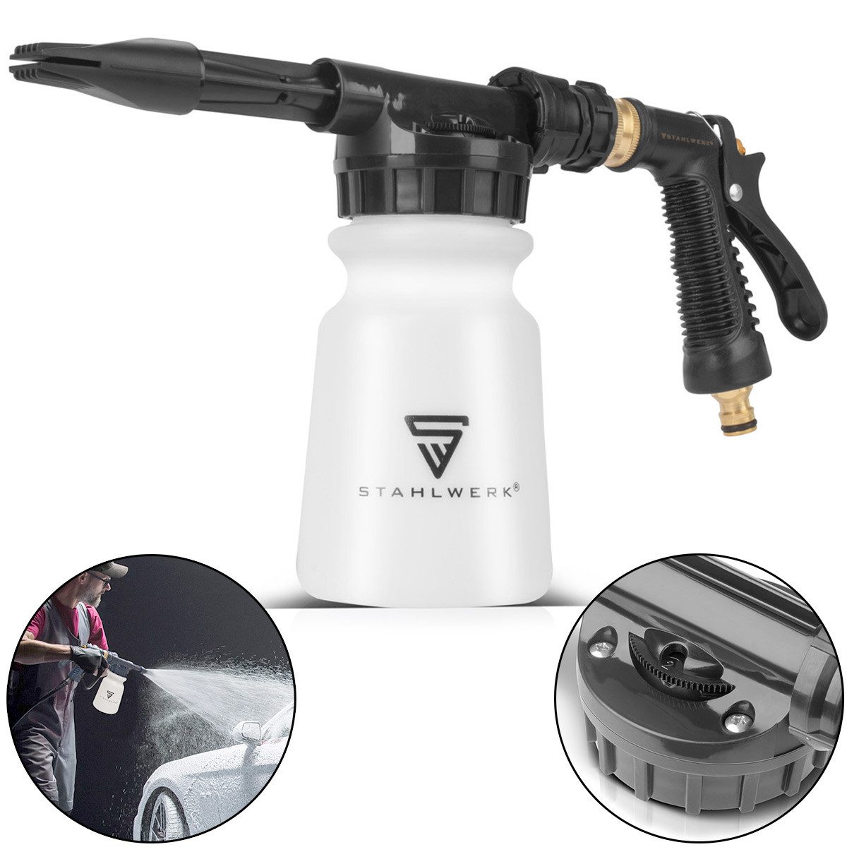 STAHLWERK Autowaschbürste Autowasch-Schaumspritzpistole RP-91 ST, (Set, 2-tlg., Einzelartikel), erlaubt komfortables Arbeit bei längeren Einsatzzeiten