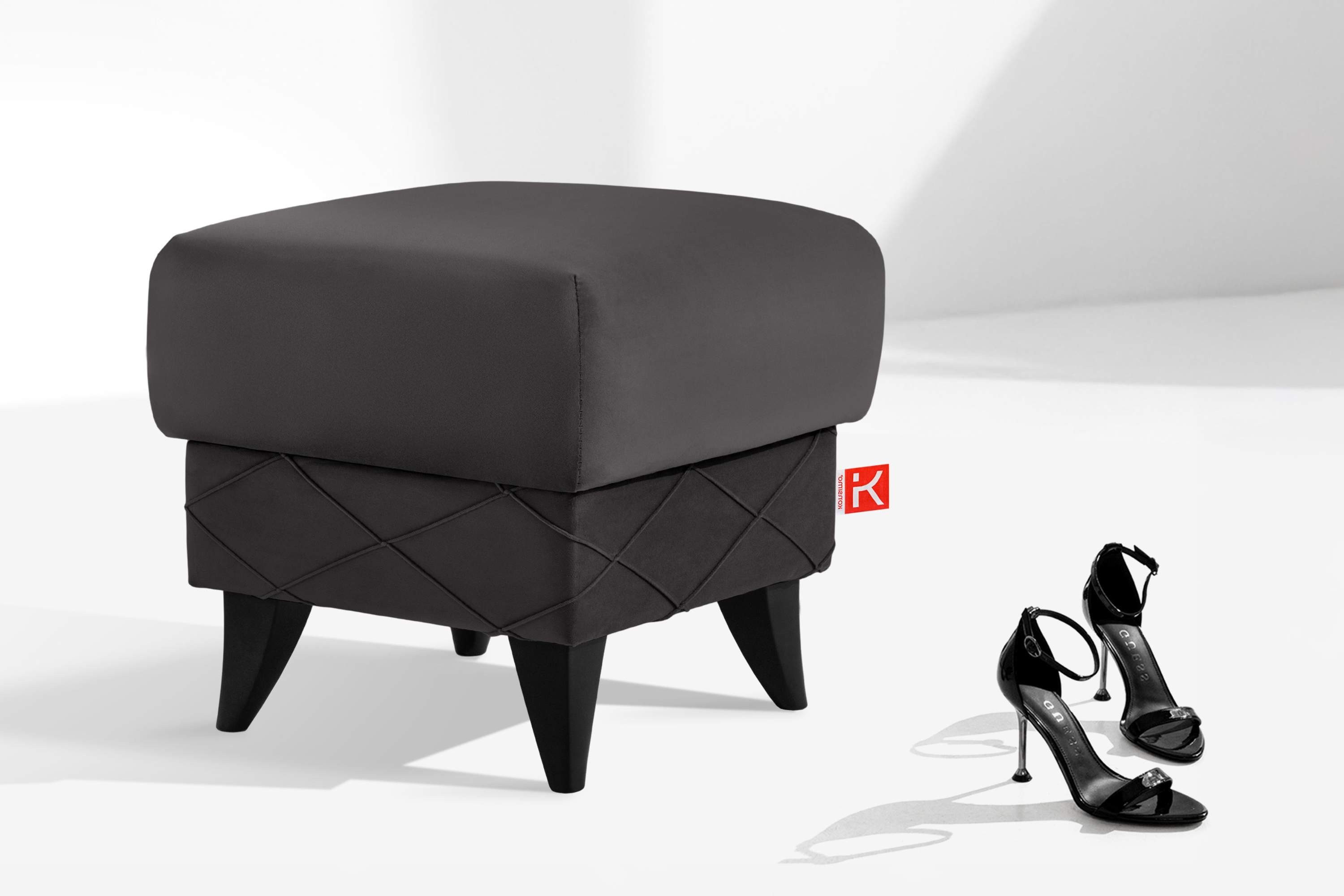 KONSIMO® Fußhocker Sitzhocker mit Stauraum GUSTAVO, hergestellt in der EU, handgefertigt, eleganten Nähten, Polsterhocker, Elegant