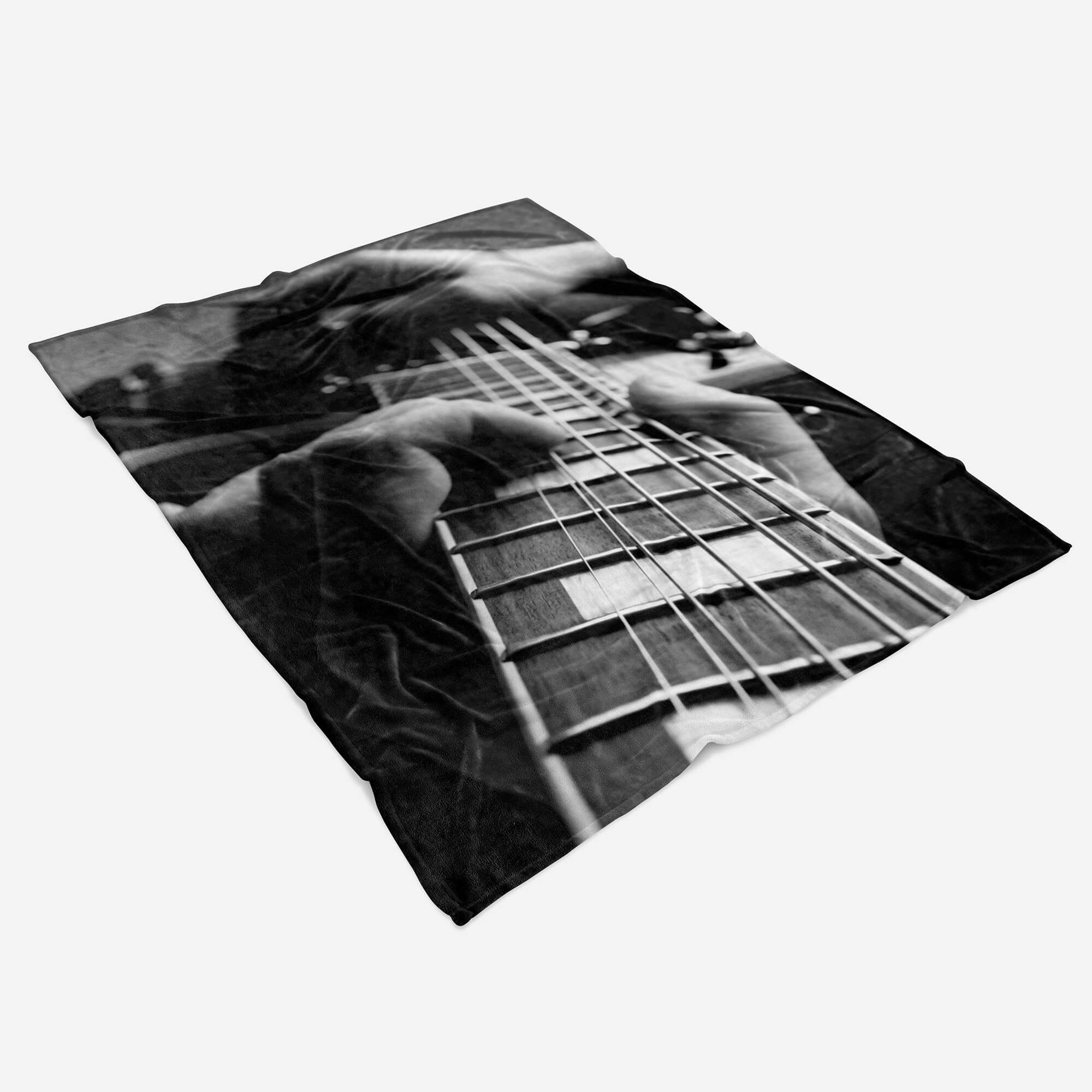 Gitarrist, Baumwolle-Polyester-Mix Art Saunatuch mit Kuscheldecke Sinus (1-St), Strandhandtuch Handtuch Handtücher Handtuch Fotomotiv Gitarre