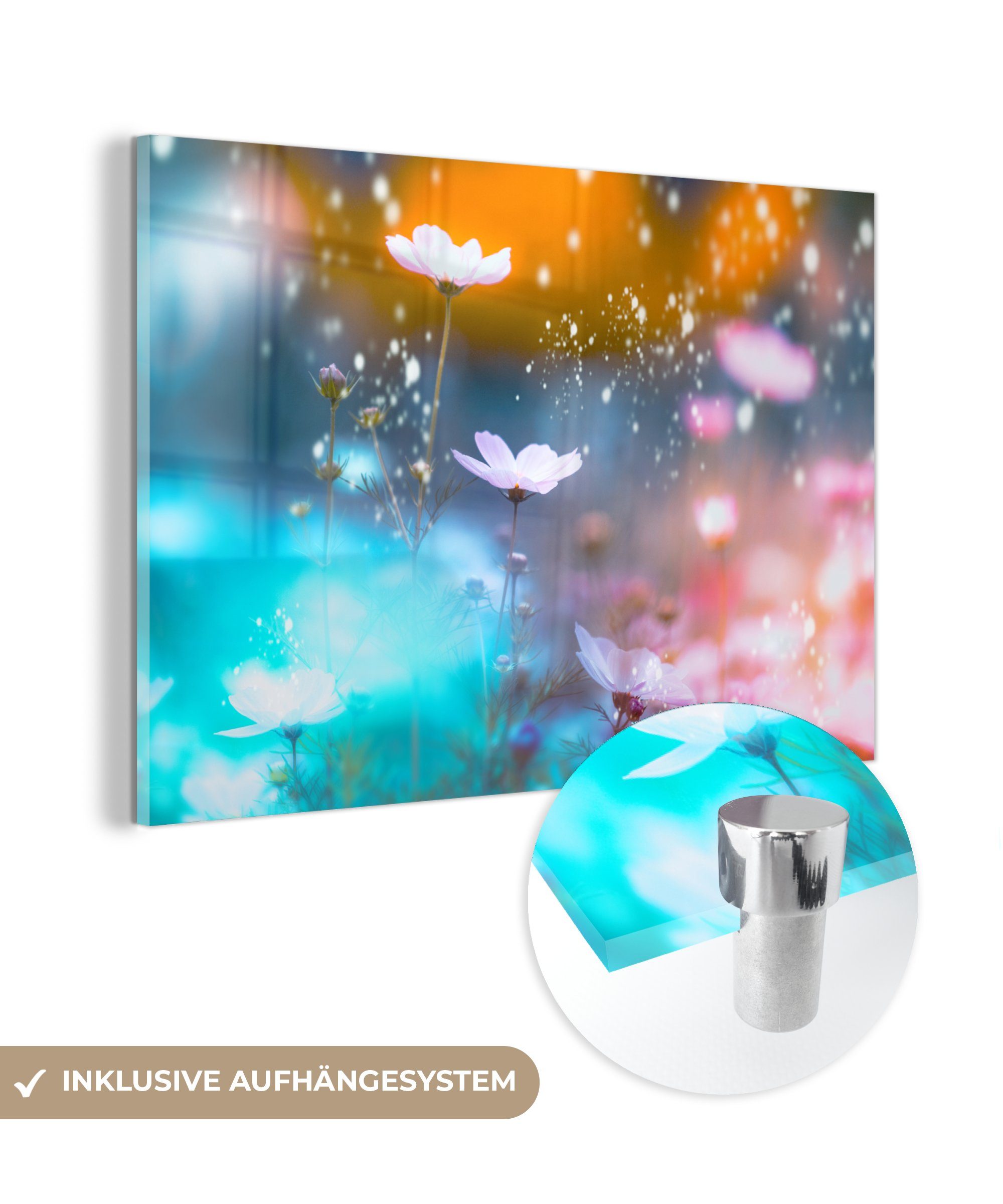 MuchoWow Acrylglasbild Blumen - Frühling - Farben, (1 St), Acrylglasbilder Wohnzimmer & Schlafzimmer