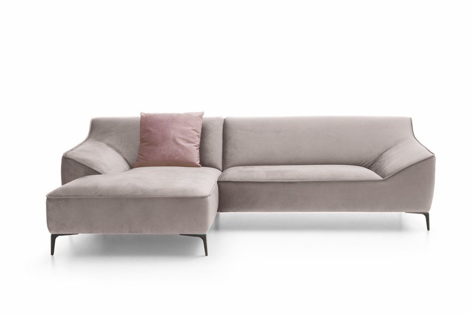 KAWOLA Ecksofa TUNIA, Sofa Recamiere Farben versch. od. rosa rechts, links Velvet