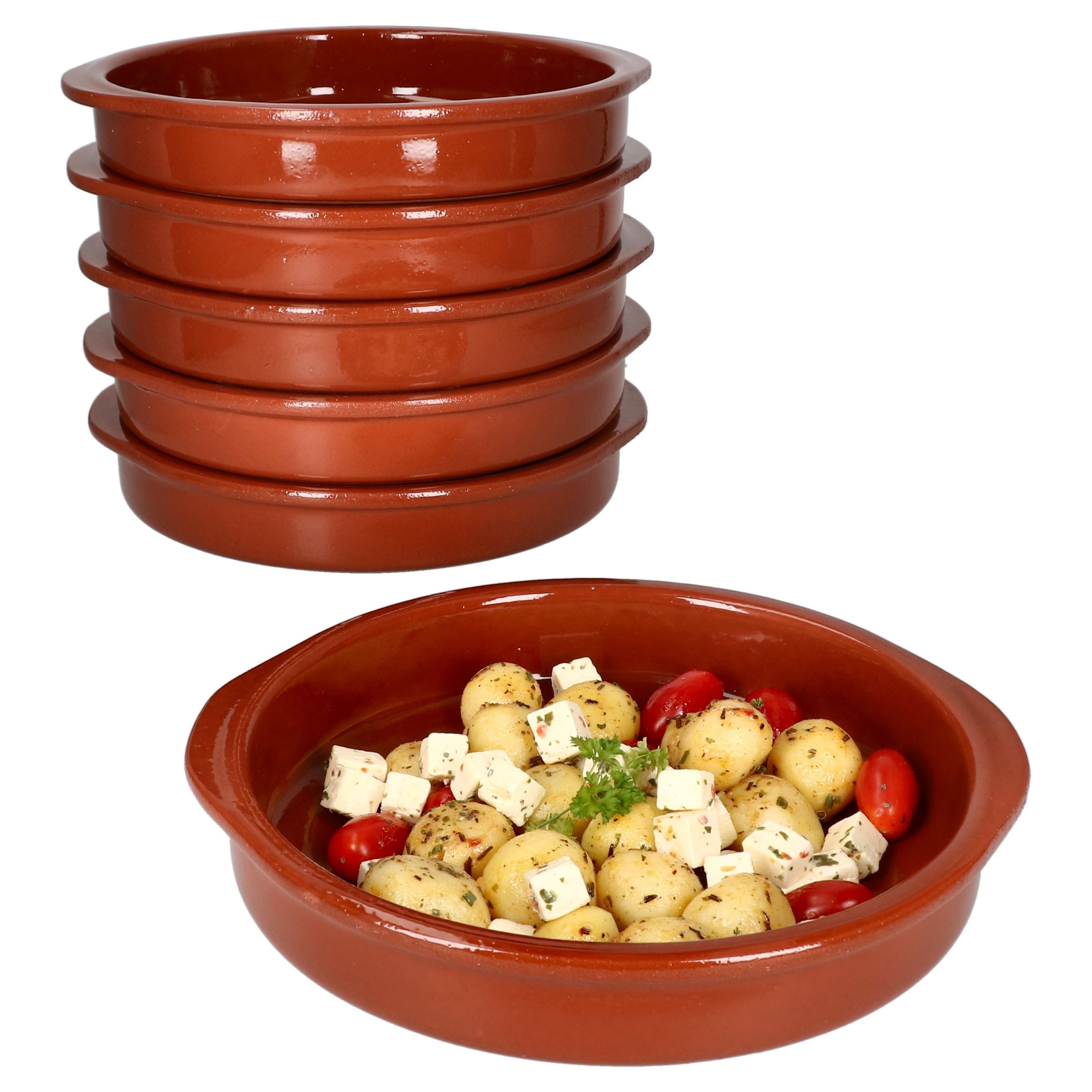 MamboCat Tapas-Schale 6er Set Cazuela Bernd XL Ø 24cm Tonschalen mit Griffen, Ton